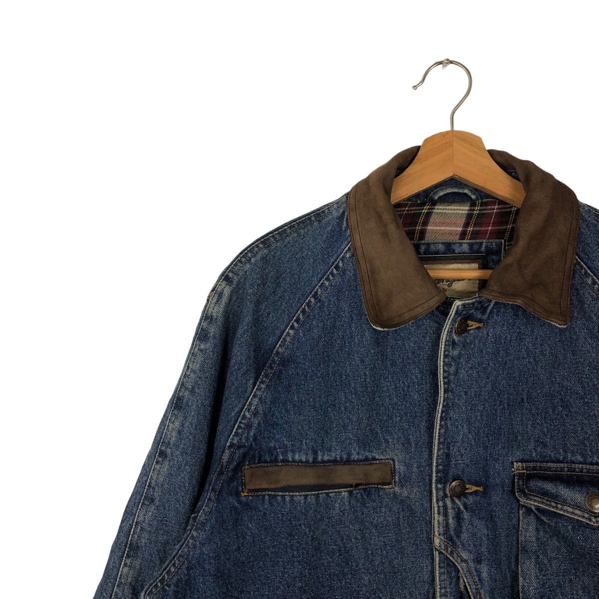 Wrangler 🔥90’s DENIM CHORE JACKET WRANGLER USA TARTAN DESIGN LINING Size US S / EU 44-46 / 1 - 6 Thumbnail