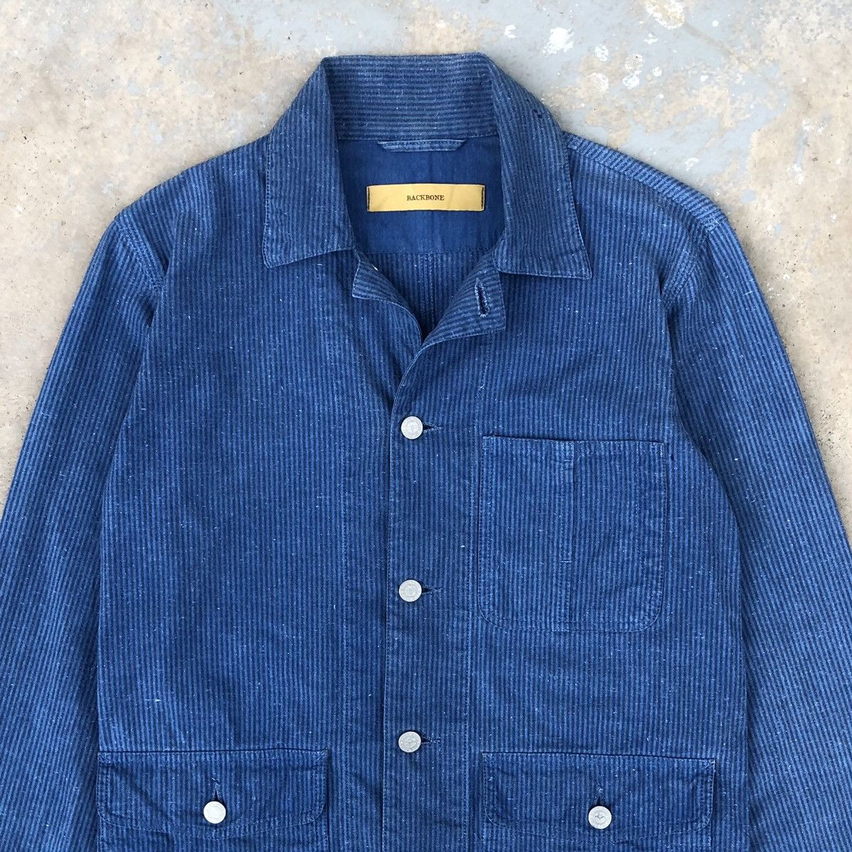 Backbone Vintage BACKBONE Striped Cotton Chore Denim Jacket Size US M / EU 48-50 / 2 - 7 Thumbnail