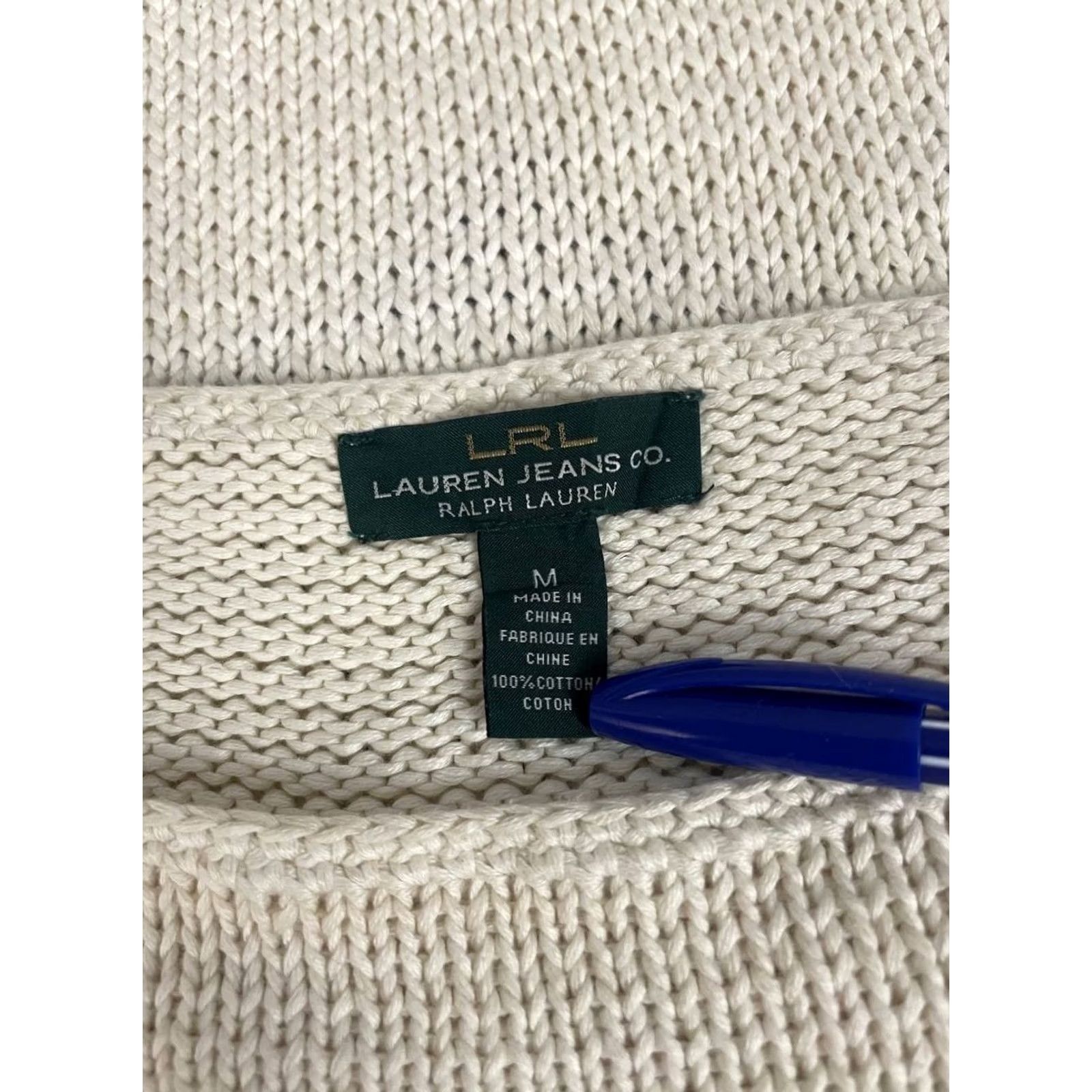 Ralph Lauren Ralph Lauren Womens Knit Sweater Size M Beige Cotton Scoop Neck Long Sleeve Regular Pullover Size M / US 6-8 / IT 42-44 - 3 Thumbnail
