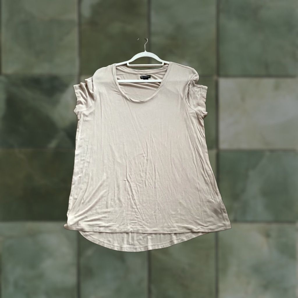 Vintage New Direction Ladies Taupe Tunic top Short Sleeve Size Large AS IS Size L / US 10 / IT 46 - 1 Thumbnail