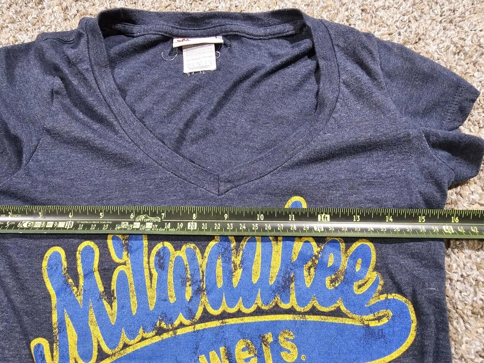 Designer 5th & Ocean Womens T shirt Blue Milwaukee Brewers VNeck Sz M Size M / US 6-8 / IT 42-44 - 6 Thumbnail