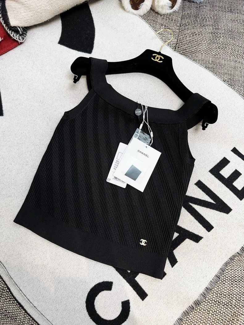 Chanel Chanel 21S Black One-Shoulder Knit Tank Size M / US 6-8 / IT 42-44 - 8 Thumbnail