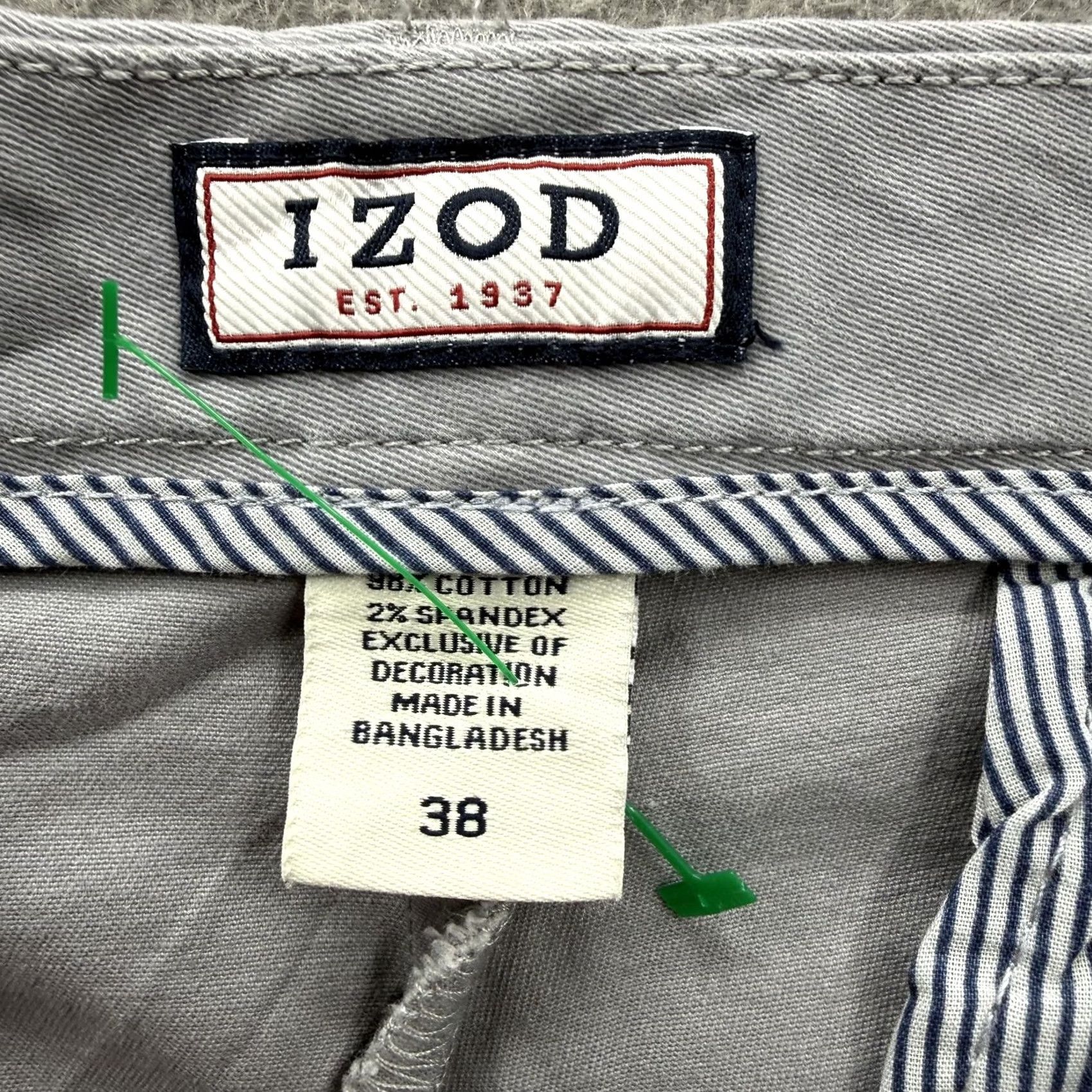 Izod IZOD Mens Flat Front Chino Shorts 38 Gray 10 Inseam Stretch Cotton Casual Summer Mens Size US 38 / EU 54 - 3 Thumbnail