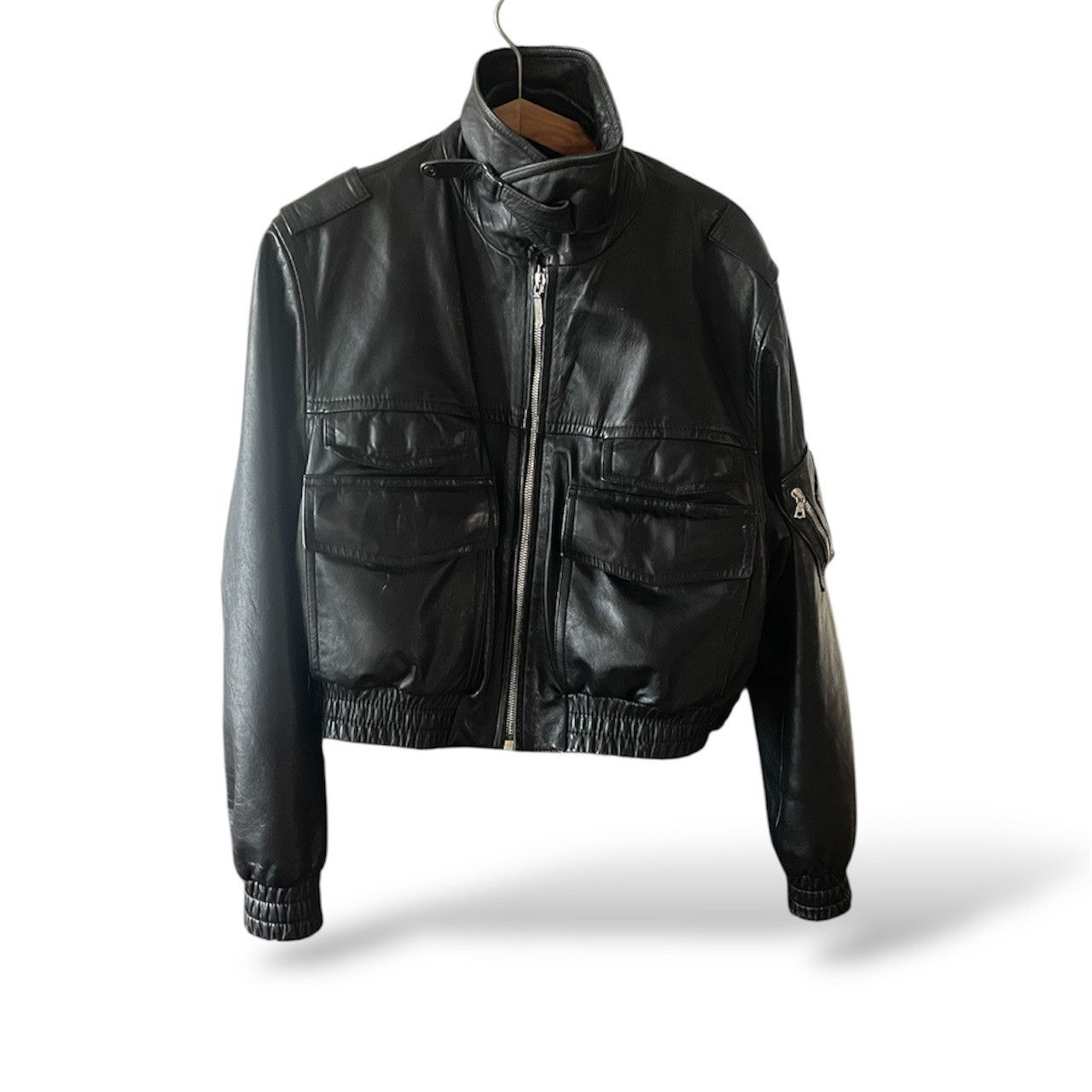 Polizei Cropped Leather Jacket