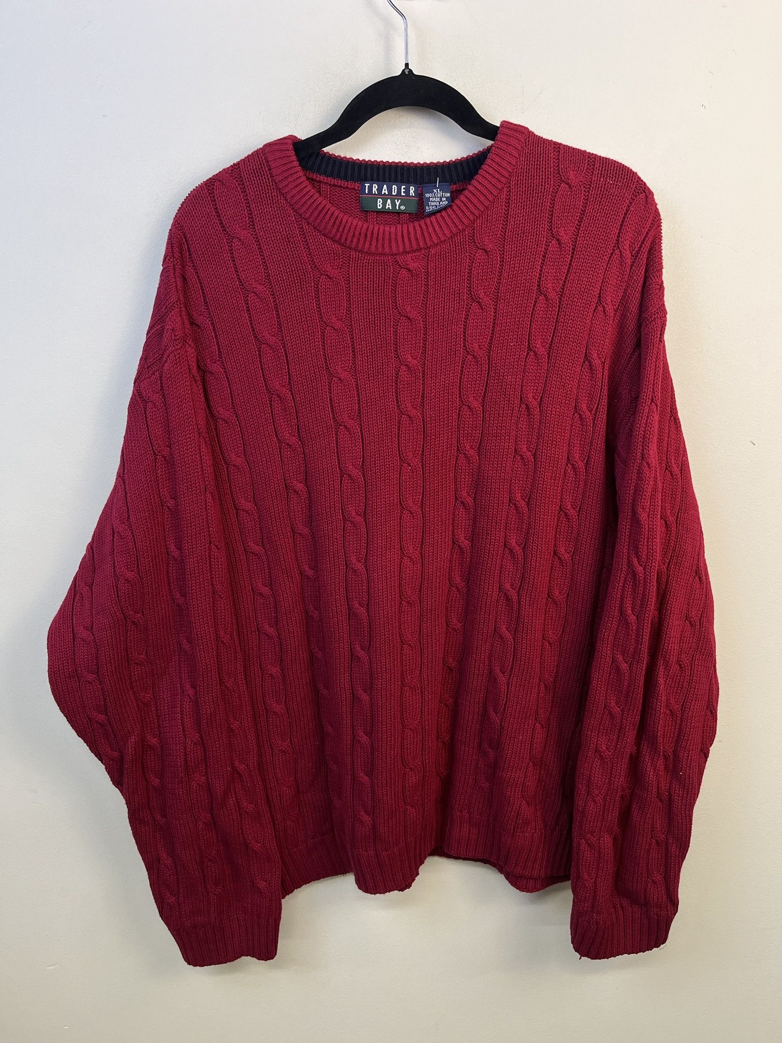 Vintage Vintage Knit Sweater 1990s Thick Knit Trader Bay Cableknit Sweater Size XL Size US XL / EU 56 / 4 - 1 Thumbnail
