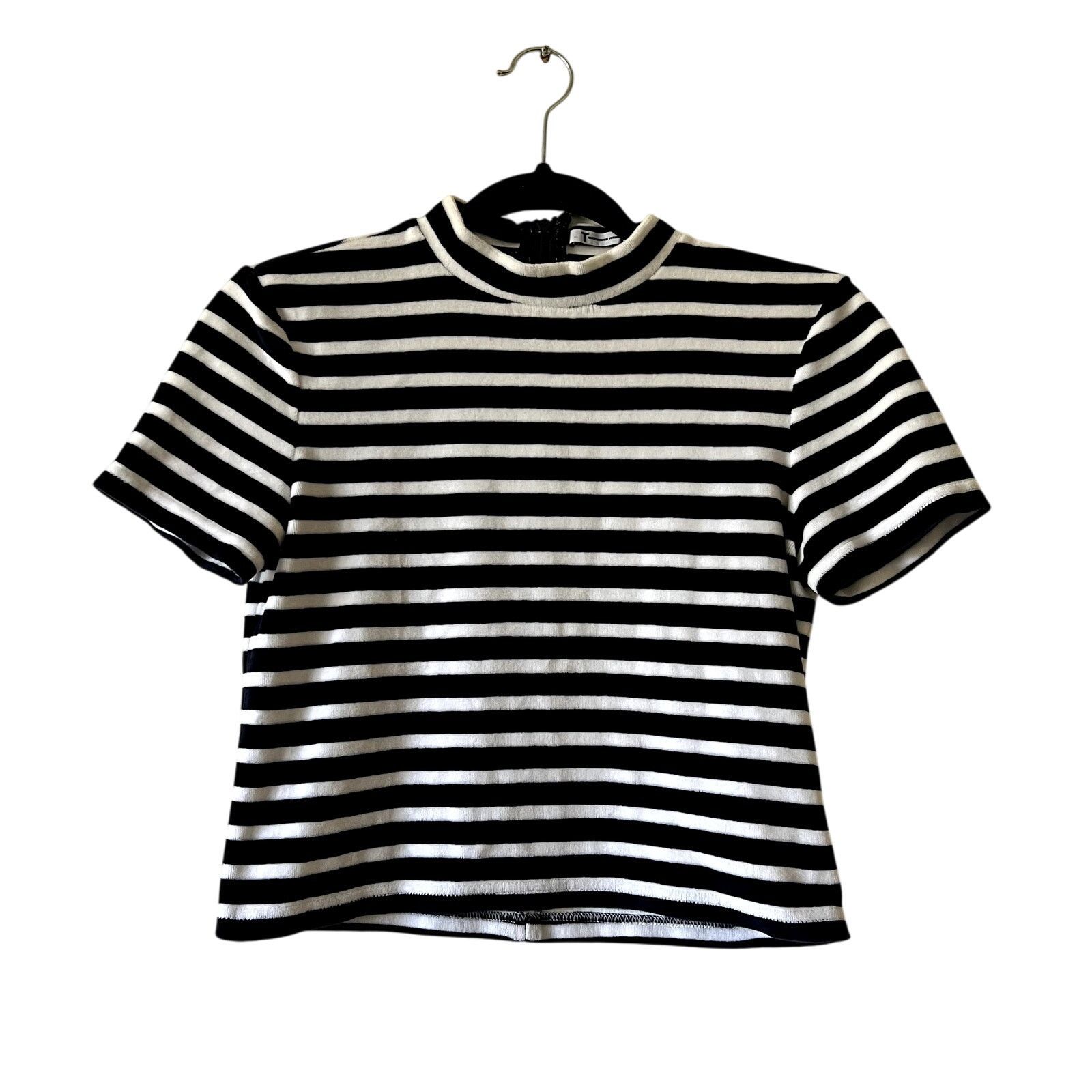 Alexander Wang Alexander Wang Velvet Mock Neck Top Navy white size S C10 Size S / US 4 / IT 40 - 2 Thumbnail