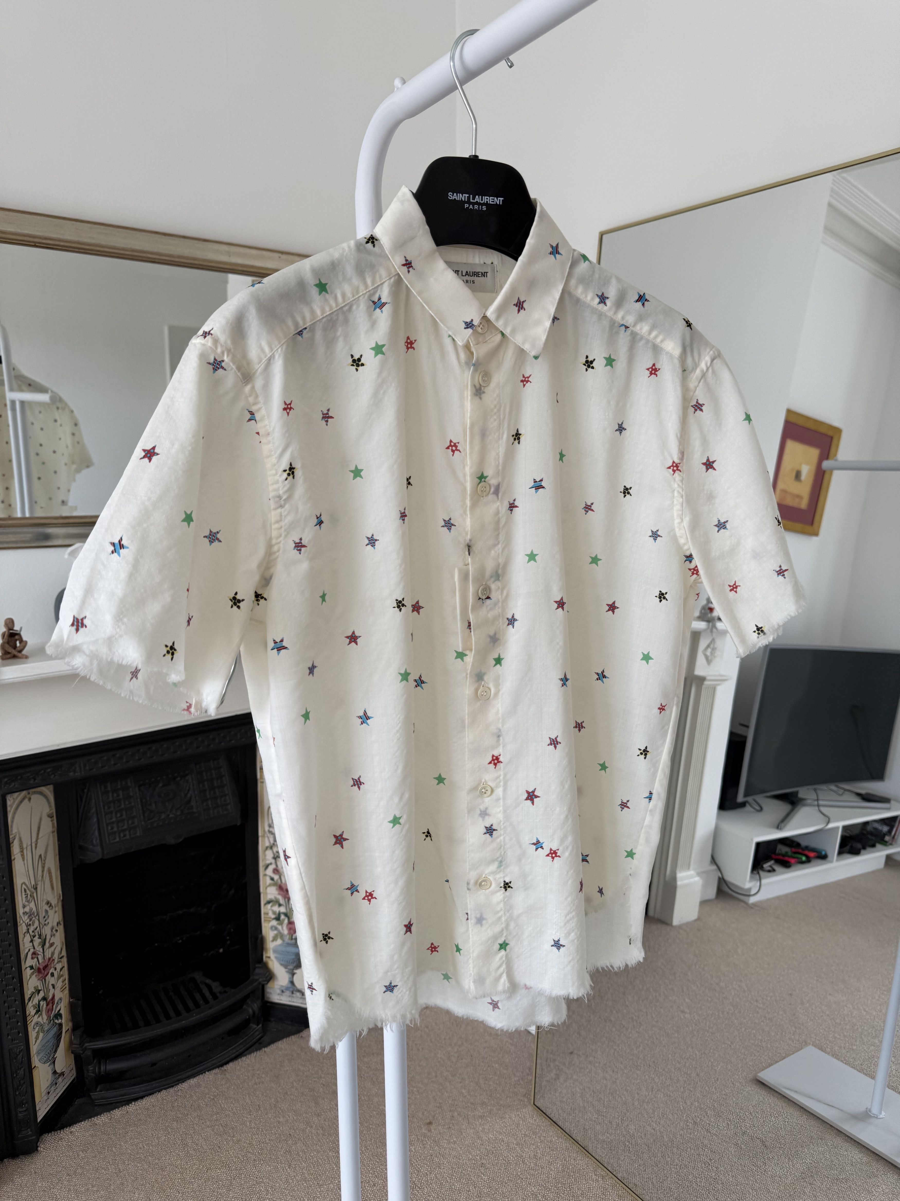 Saint Laurent Paris SS19 Saint Laurent Raw Hem Stars Shirt Size US XS / EU 42 / 0 - 3 Thumbnail