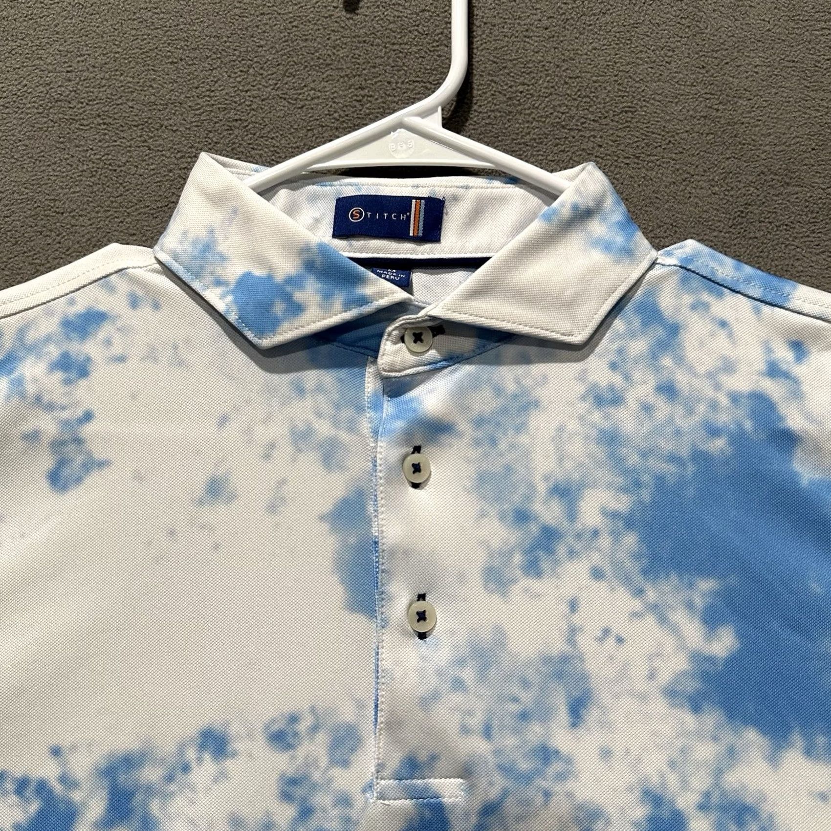 Vintage Stitch Shirt Mens Medium Blue Graphic Print AOP Stretch Polo Golf Size US M / EU 48-50 / 2 - 3 Thumbnail