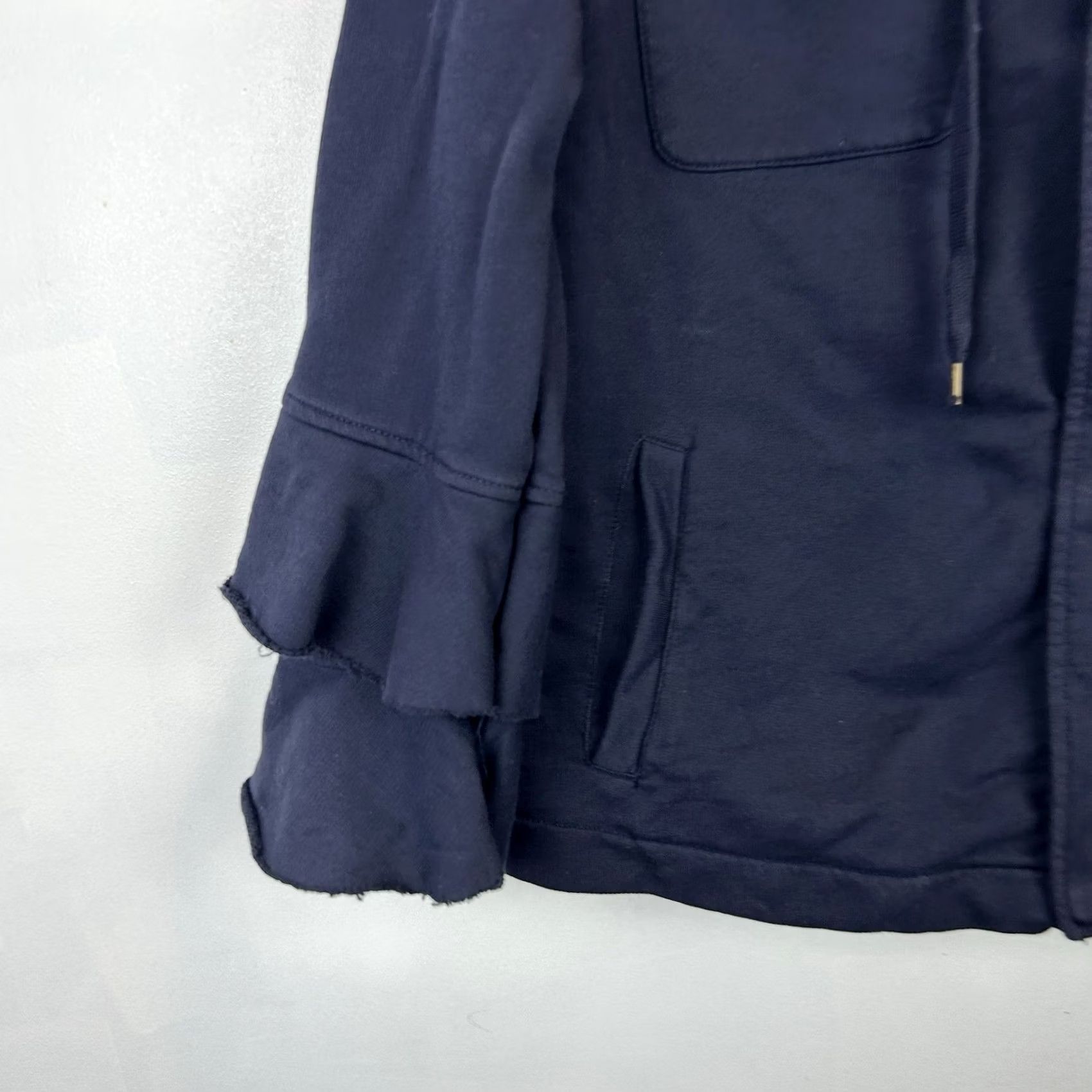 Sanctuary Sanctuary Hooded Jacket Womens Small Regular Fit Navy Blue Ruffle Sleeve Zip All Seasons Fall Spring Summer Winter Jacket Size S / US 4 / IT 40 - 4 Thumbnail