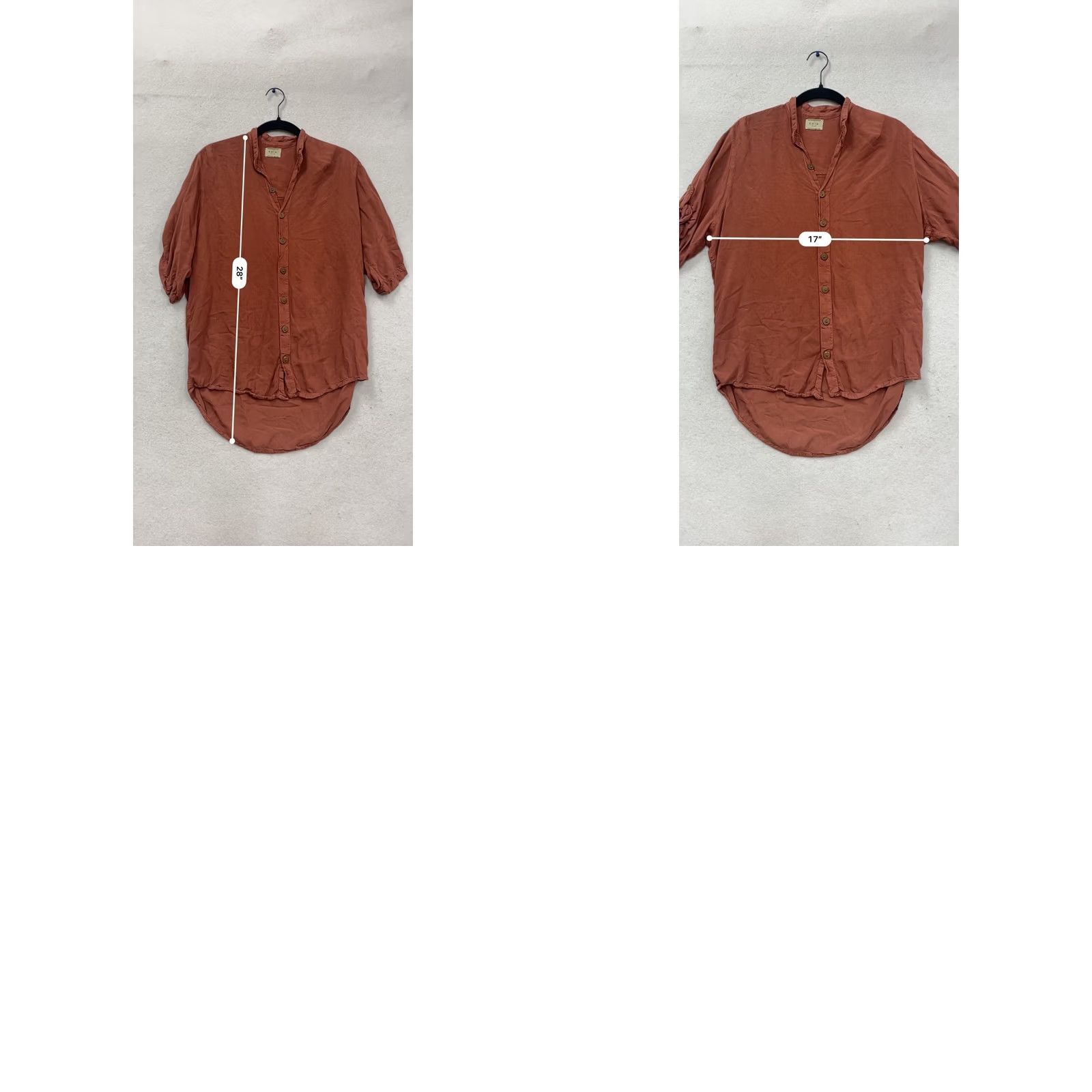 Rusty Kaya Wear Button-Up Tunic Shirt In Rust Color 3/4 Sleeve L Women Blouse Casual Summer Spring Fall Womens Like New Size L / US 10 / IT 46 - 8 Thumbnail
