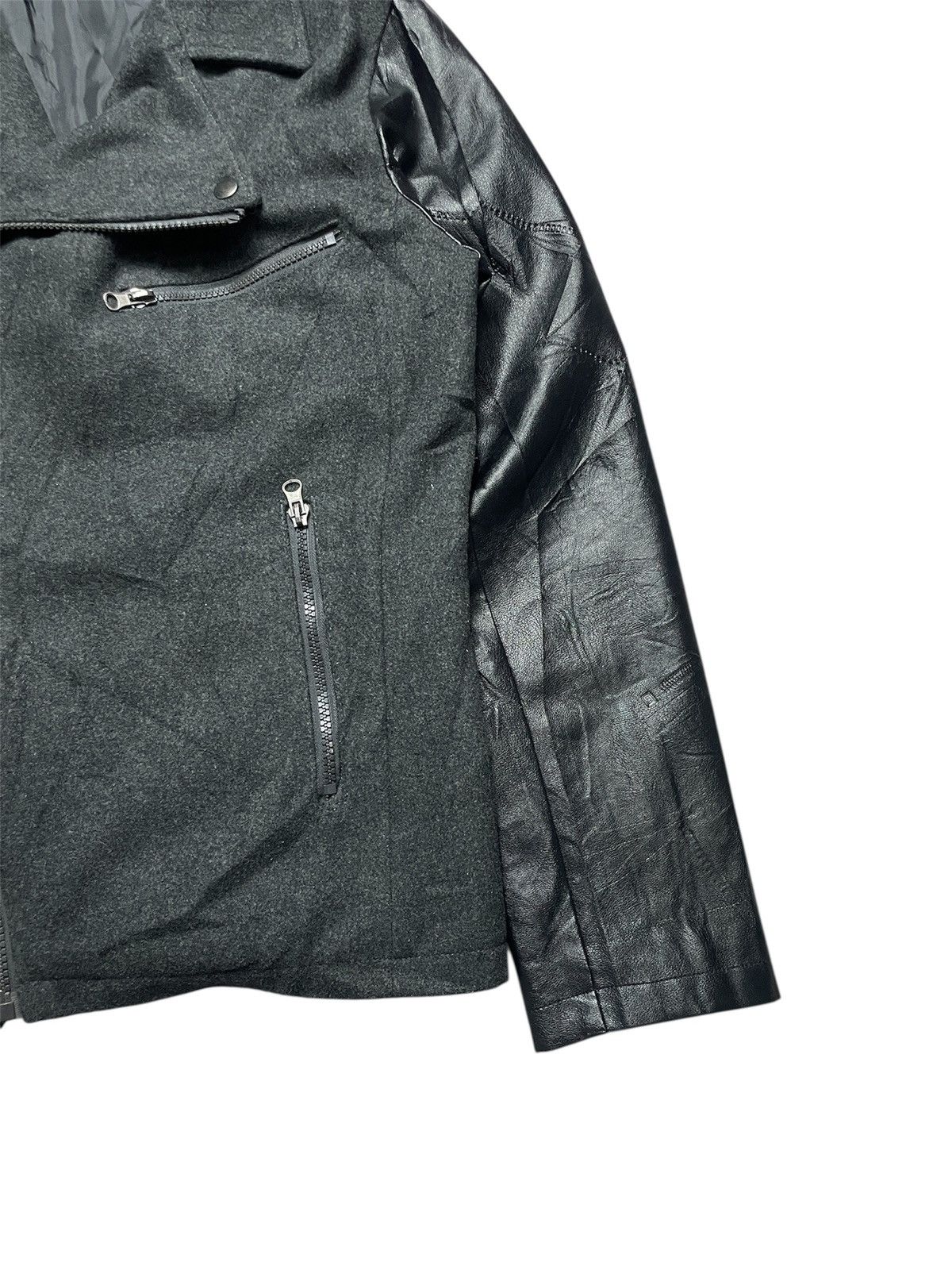 If Six Was Nine 2000’s Beno - Assymetrical Biker Leather Sleeves Jacket Size US M / EU 48-50 / 2 - 2 Thumbnail