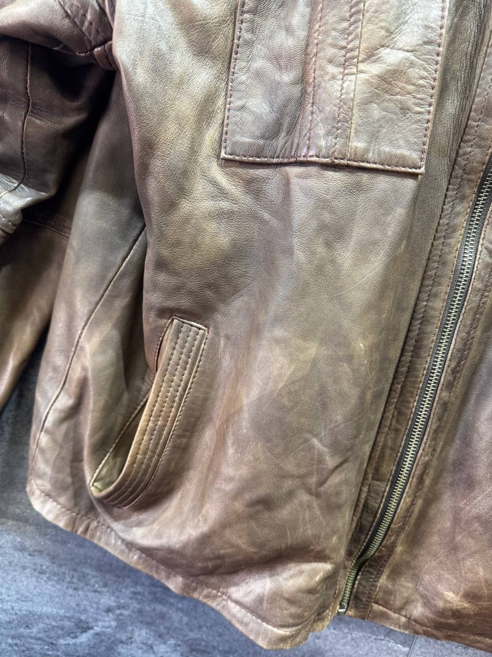 Genuine Leather Aviatrix Vintage Men's Brown Leather Bomber Biker Jacket Size US XXL / EU 58 / 5 - 15 Thumbnail