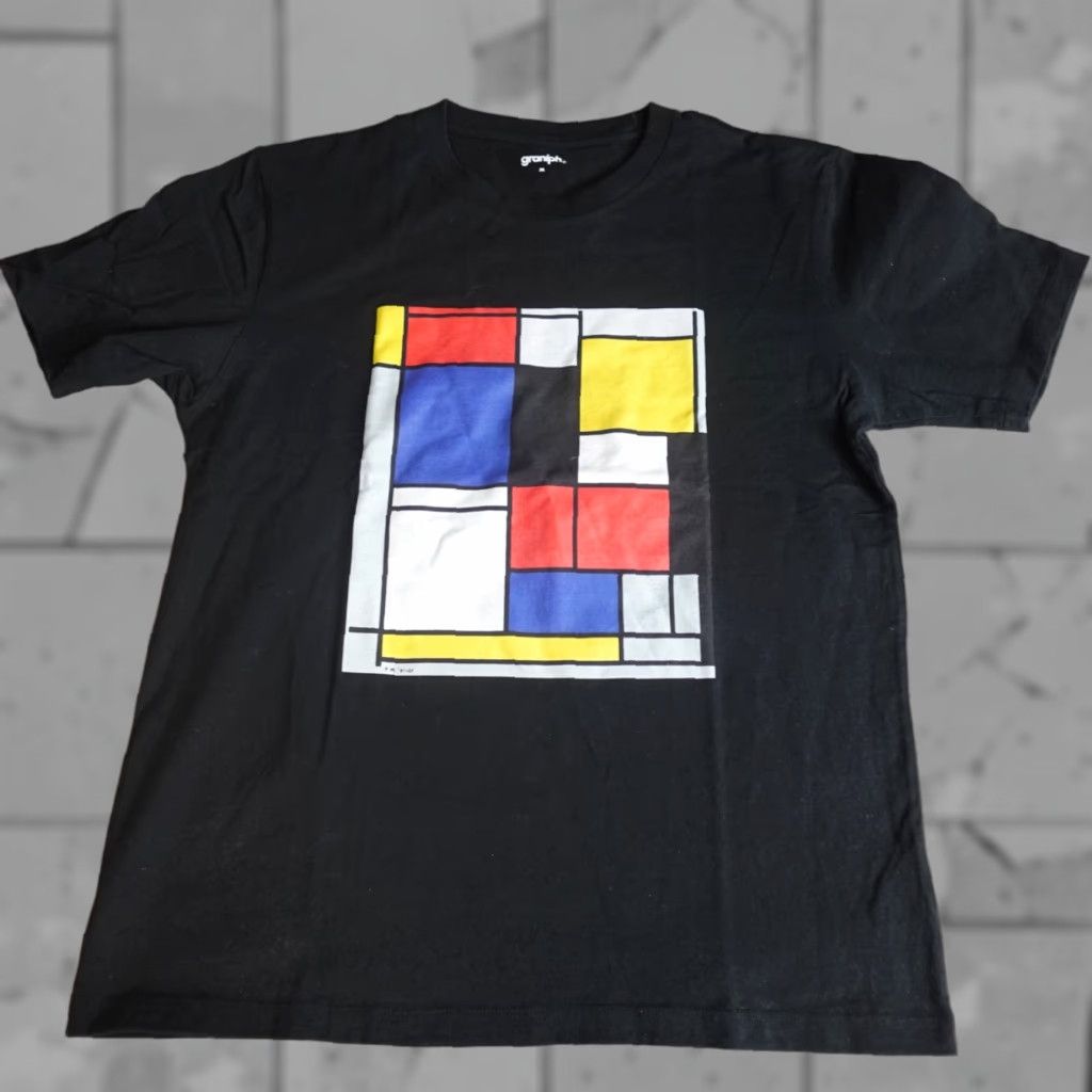 Doublet Graniph Shirt M Black Double Sided Piet Mondrian Short Sleeve Graphic Print Knit Cotton T-Shirt Men Size US M / EU 48-50 / 2 - 1 Thumbnail