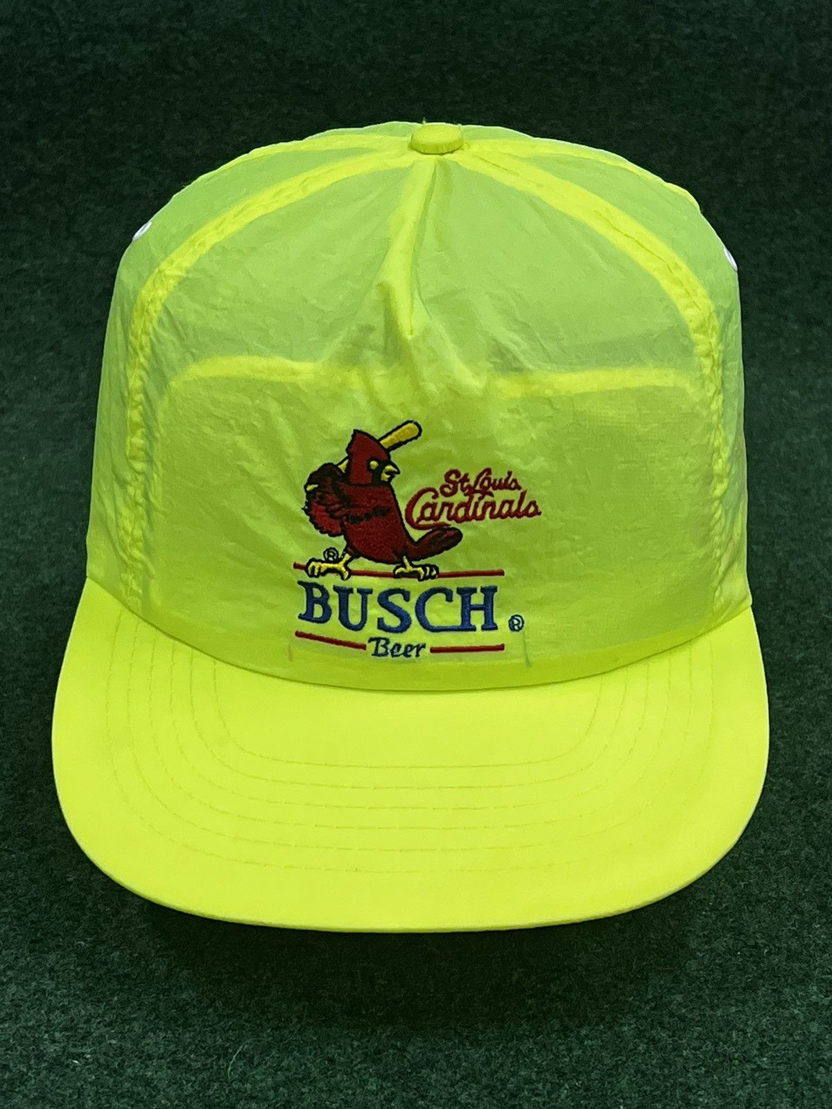 MLB Vintage 90s Busch Beer St Louis Cardinals Neon Snap Back Hat Size ONE SIZE - 1 Thumbnail