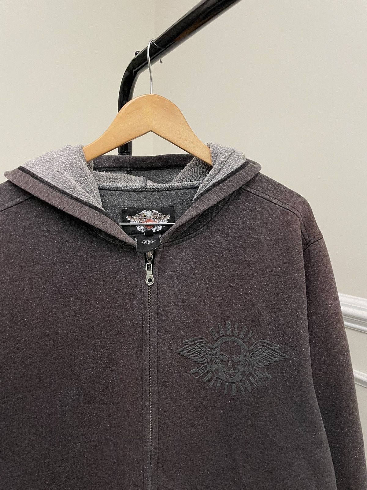 Harley Davidson Harley Davidson Faded Grunge Zip Up Hoodie