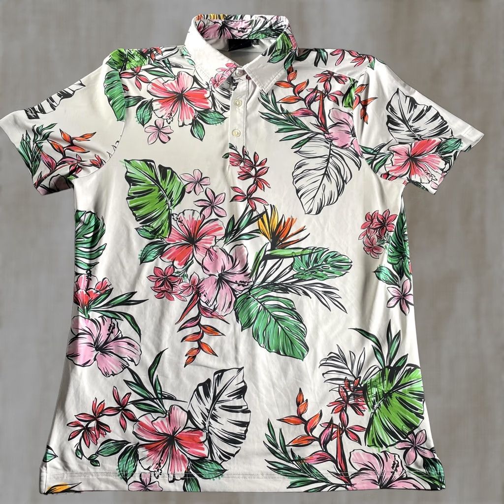 Vintage Sunday Swagger Shirt Mens Medium Floral Hawaiian Golf Polo Tropical Stretch Size US M / EU 48-50 / 2 - 1 Thumbnail