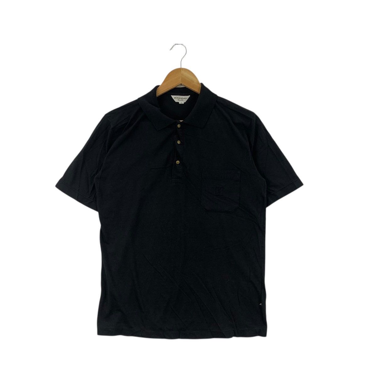 Vintage YVES SAINT LAURENT Monsieur Black Polo Tee Shirt Top