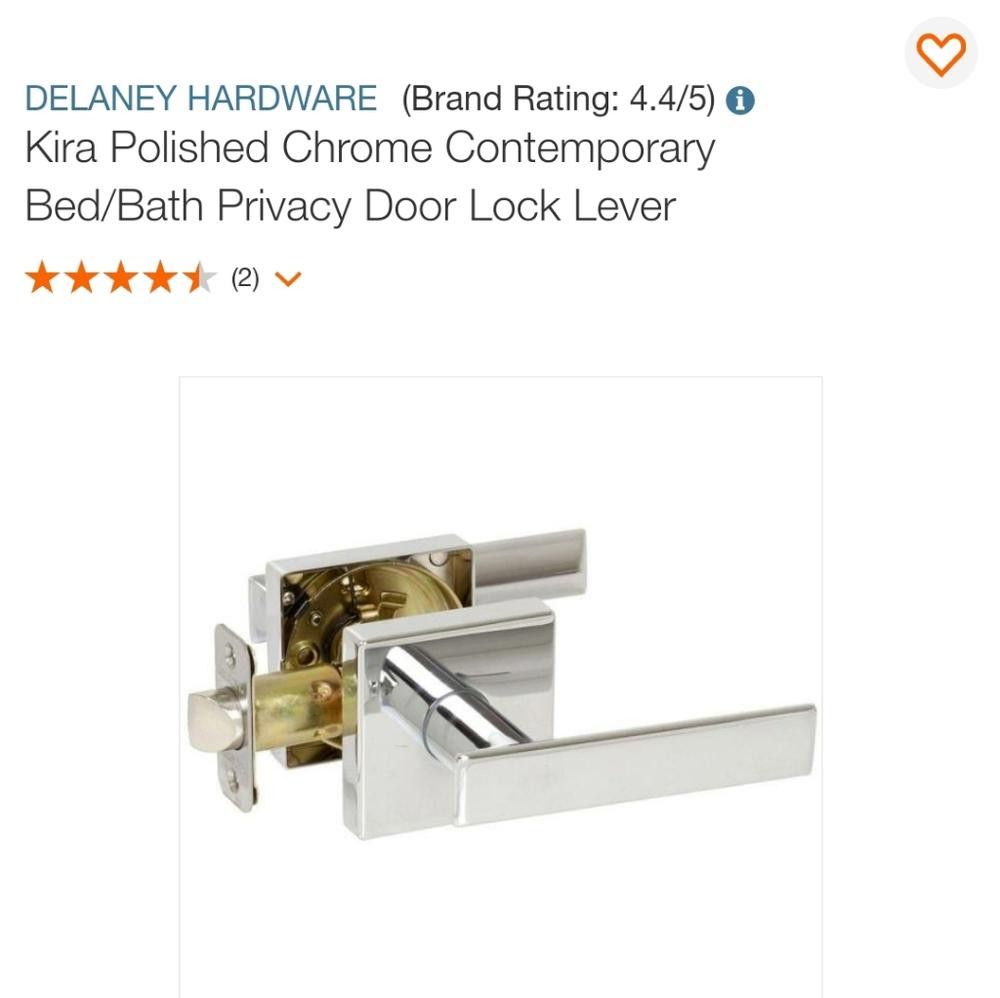 Designer Polished Chrome Delaney Privacy Door Lock Lever Size ONE SIZE - 4 Thumbnail