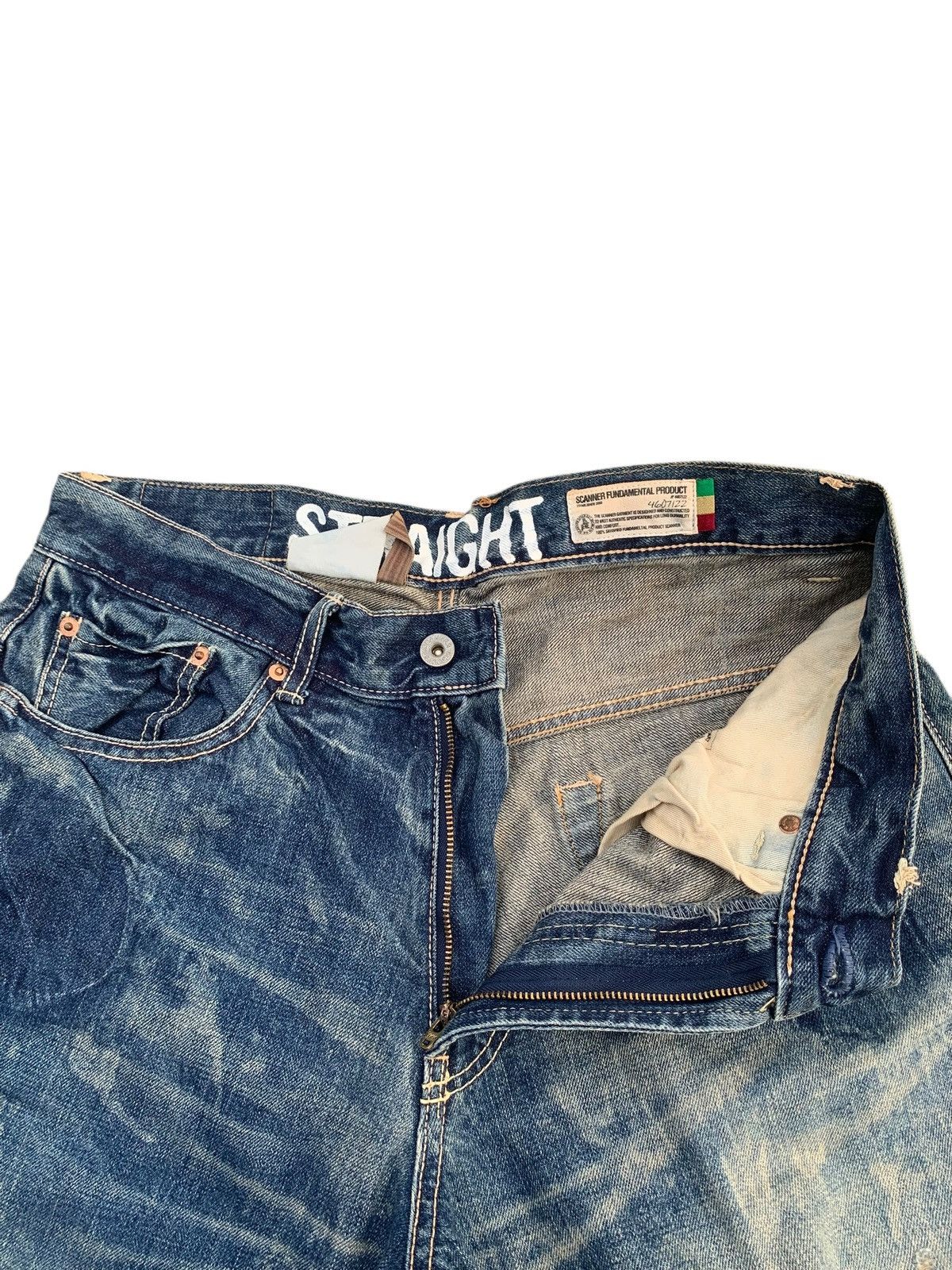 Tornado Mart RARE💥SCANNER FUNDAMENTAL SELVEDGE CLAWMARK DISTRESSED DENIM Size US 32 / EU 48 - 21 Thumbnail