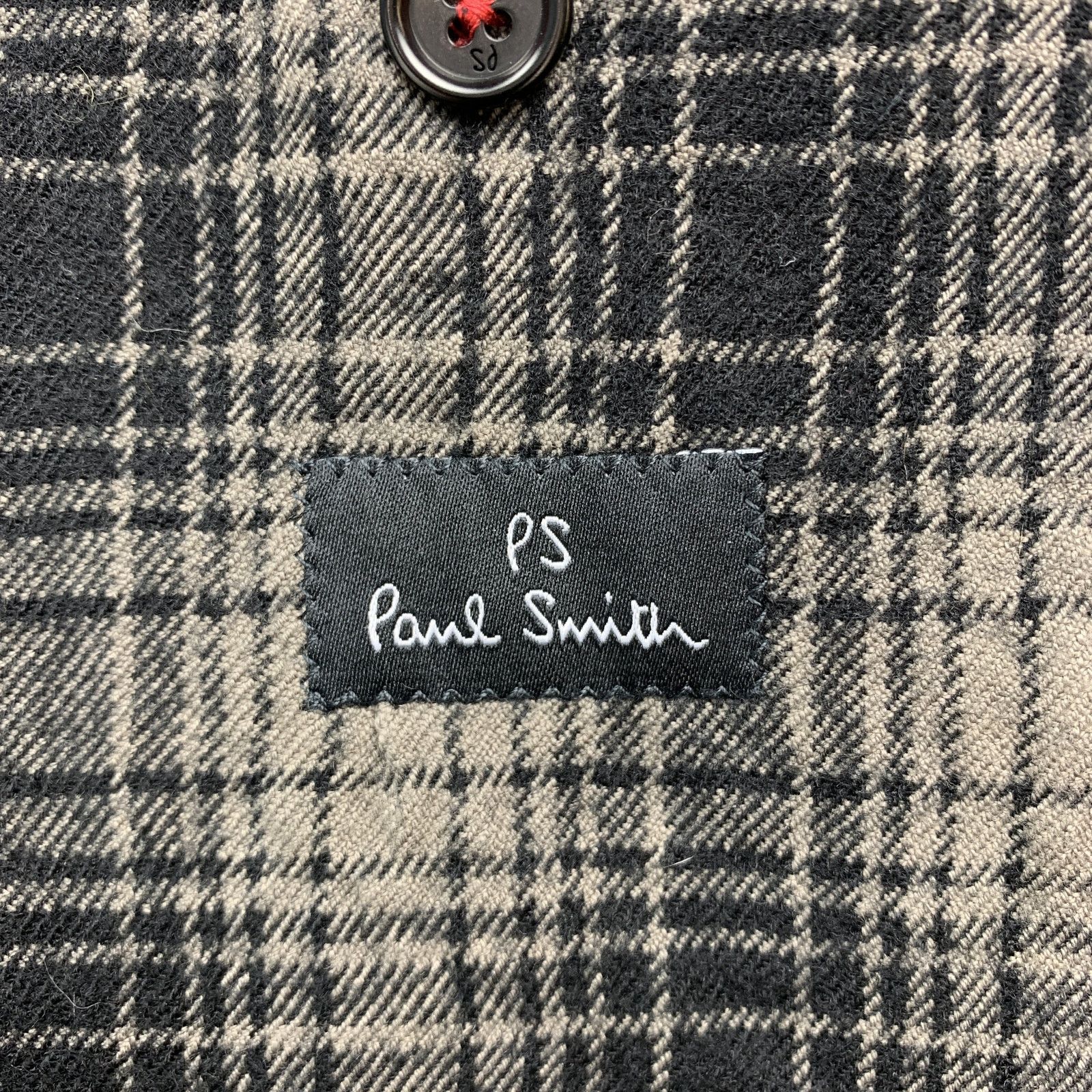 Paul Smith Sz 40 Plaid Black/Grey Wool/Cotton Sport Coat Size 40R - 7 Thumbnail