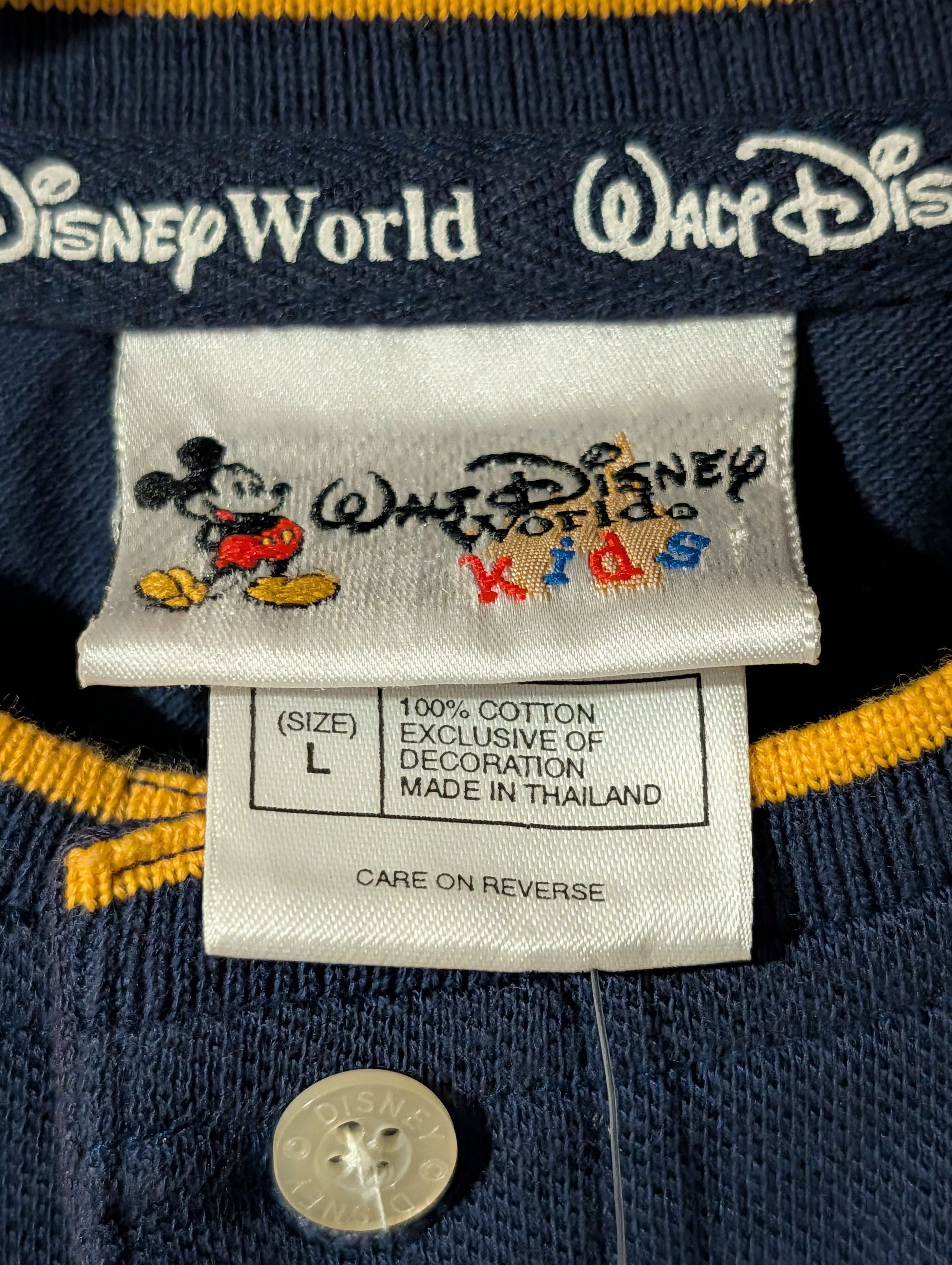 Disney Vintage 90s Walt Disney Kids Kids Large Henley T-Shirt Size US L / EU 52-54 / 3 - 3 Thumbnail