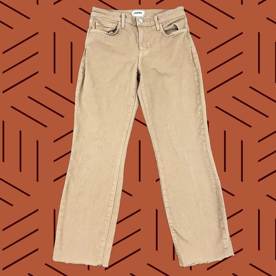 L'AGENCE L'agence Pants Womens Sz 25 / 26" Sada Cropped Slim High Rise Light Mocha Brown Jeans Pants Cropped Slim Fall Spring Summer Womens Size 42" / US 20 - 1 Thumbnail