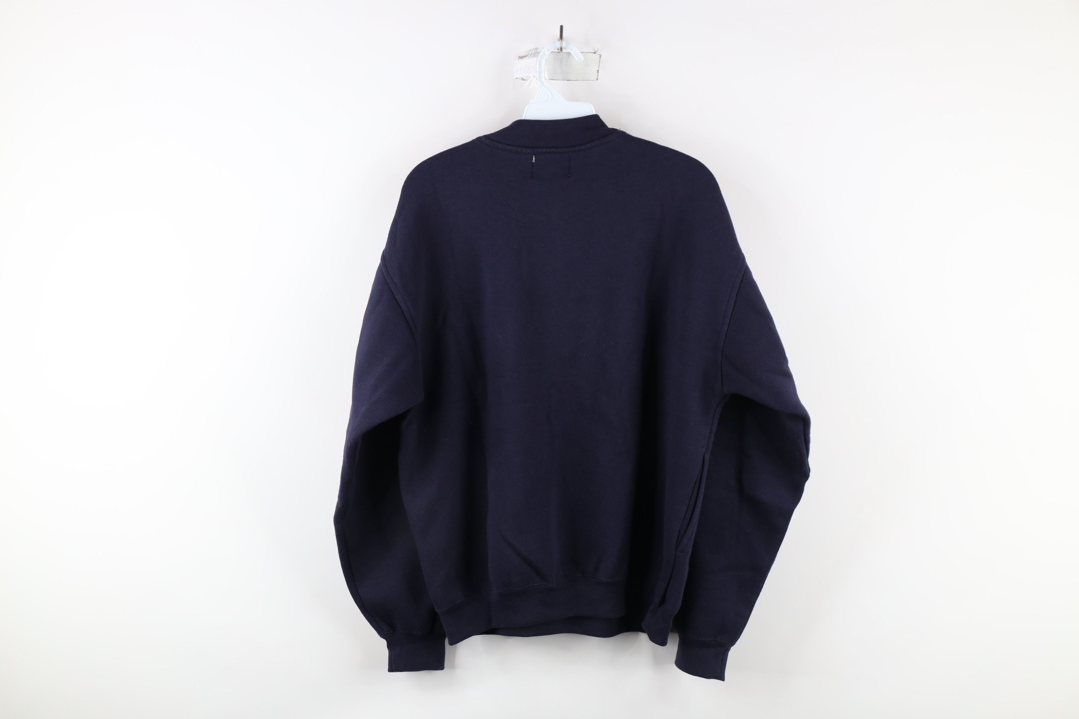 Vintage Vintage 90s Streetwear Blank Pullover Henley Sweatshirt Blue Size US M / EU 48-50 / 2 - 7 Thumbnail