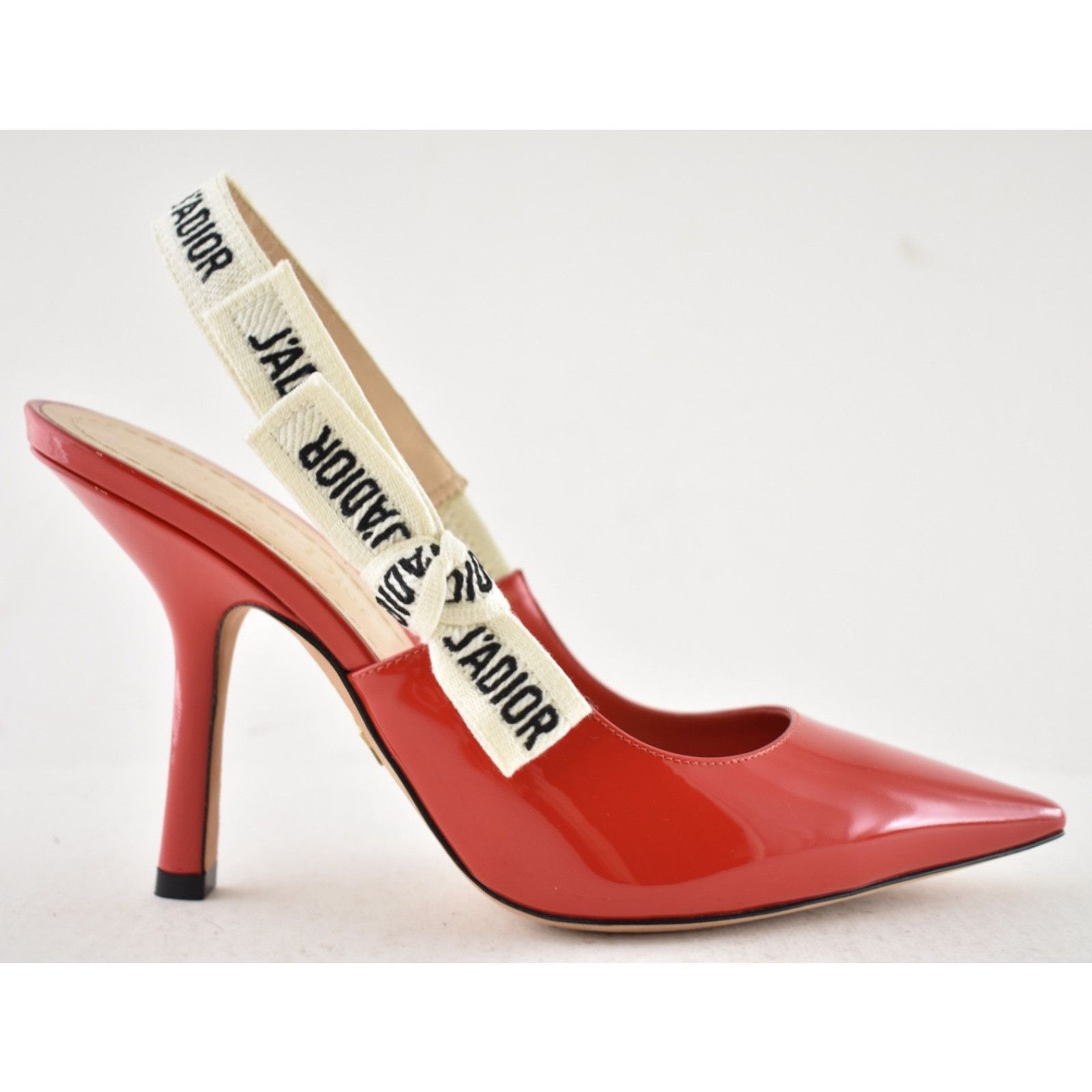 Dior Dior J'adior Red Patent White Black Ribbon Logo Slingback Size US 6 / IT 36 - 2 Thumbnail