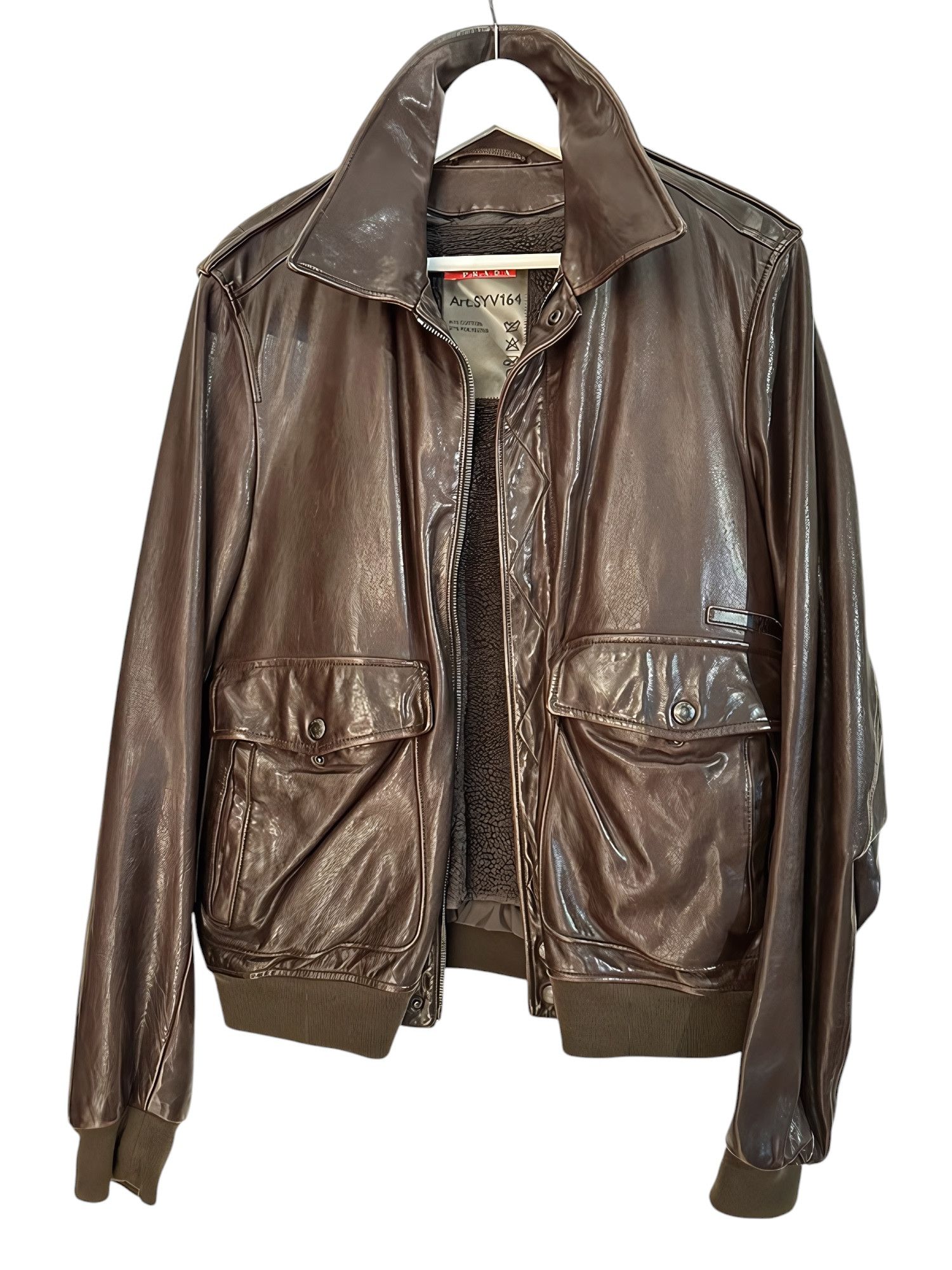 Prada Prada Red Line White Leather Jacket biker moto archive