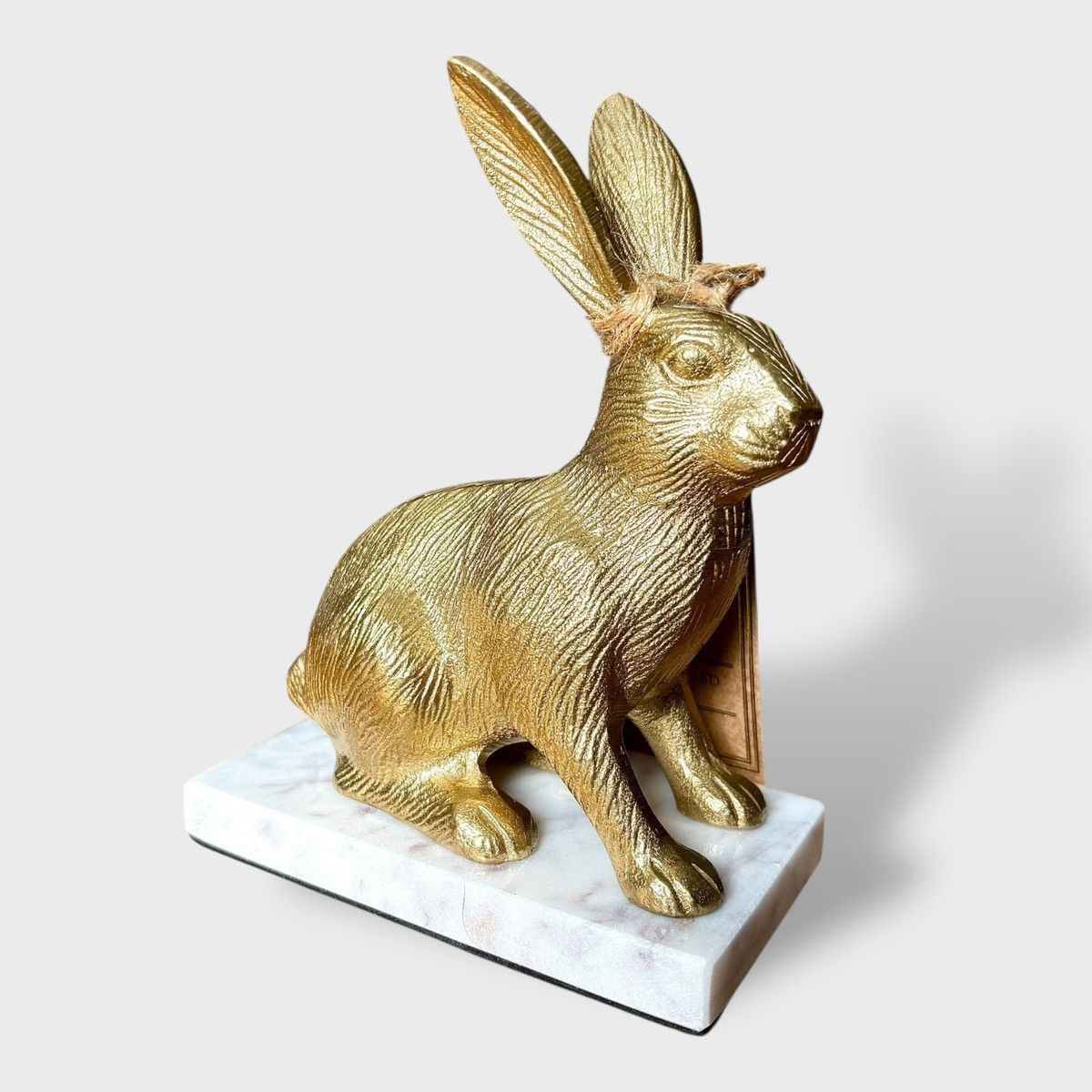 Handmade Well Dressed Home Metal Rabbit Sculpture with Marble Base Size ONE SIZE - 4 Thumbnail