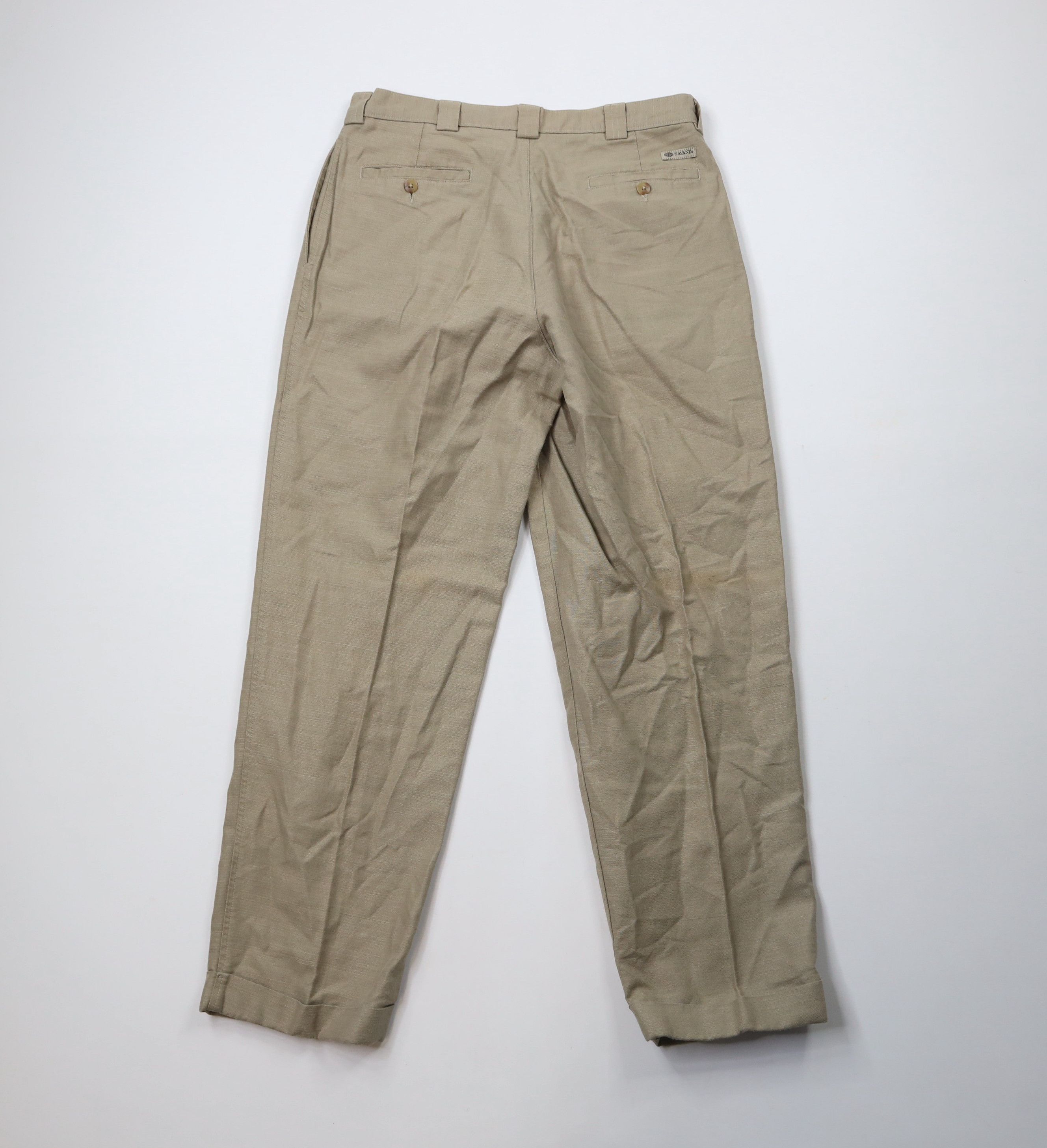Vintage Vintage 90s Streetwear Pleated Cuffed Chino Pants Brown Size US 32 / EU 48 - 8 Thumbnail
