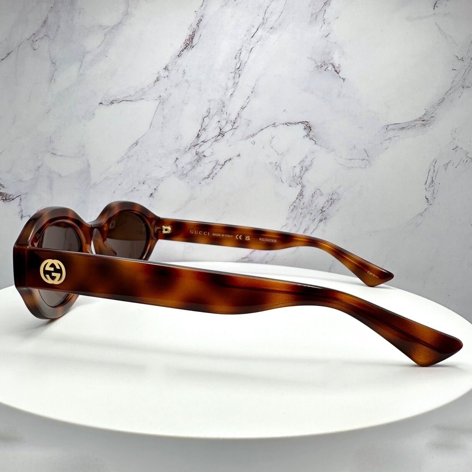 Gucci New GUCCI Sunglasses Brown Tortoise Oval Gold GG Logo Size ONE SIZE - 15 Thumbnail