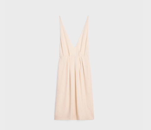 image of Celine O1W1Db10324 Minimal Draped Dress In Beige, Women's (Size Medium)