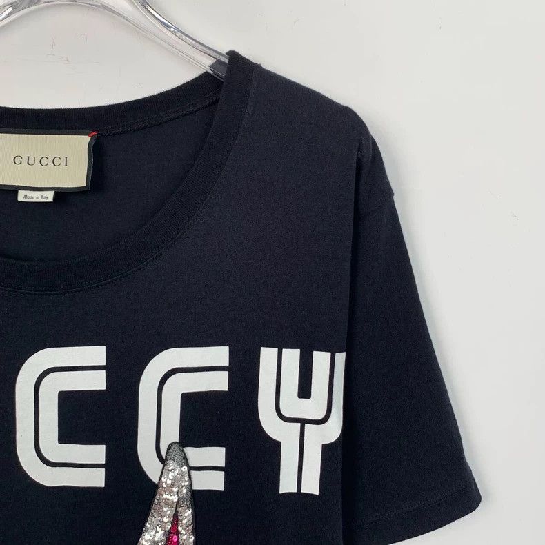 Gucci Gucci Black pattern printed sequin cotton short-sleeved T-s Size US XS / EU 42 / 0 - 3 Thumbnail