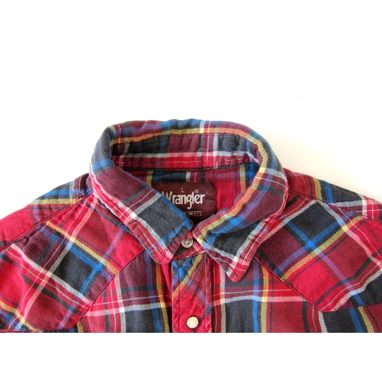 Wrangler Vtg Wrangler Red Blue Plaid Button Down Long Sleeve Western Flannel Shirt Men L Size US L / EU 52-54 / 3 - 5 Thumbnail
