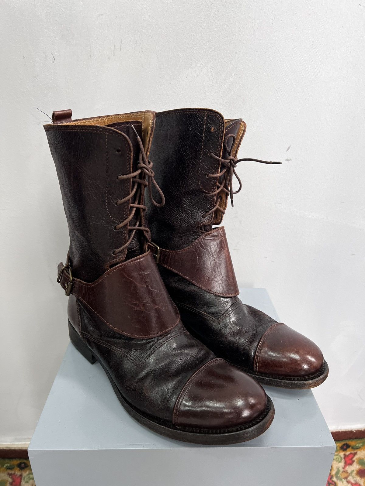 Hugo Boss × Japanese Brand × Vintage VINTAGE ENGENDERED BROWN LEATHER BOOTS HUGO BOSS 90s rare Size US 8 / EU 41 - 1 Thumbnail
