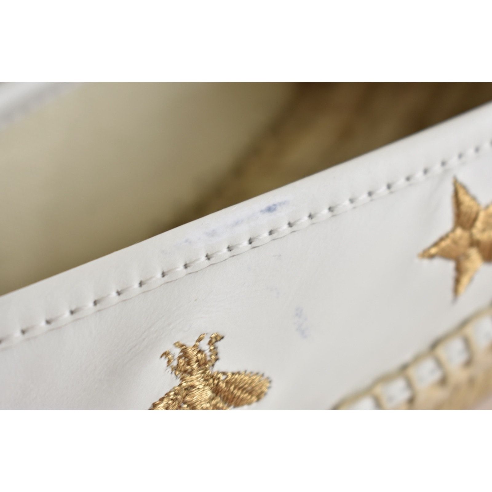 Gucci Gucci Pilar White Leather Gold Bee Star Embroidered Logo Size US 7 / IT 37 - 16 Thumbnail
