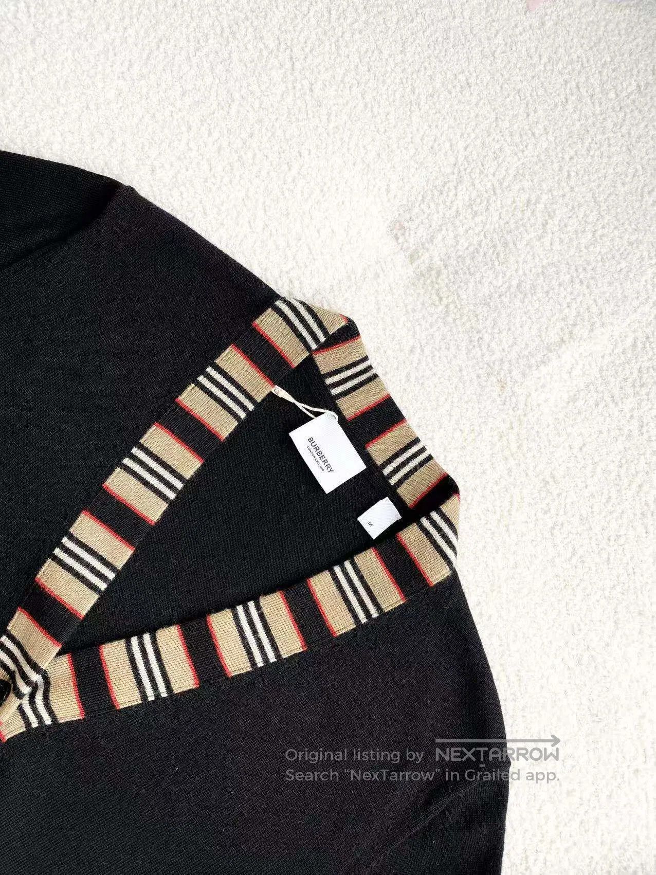 Burberry Burberry Wool Check Cardigan with Stripe Trim| Size M / US 6-8 / IT 42-44 - 4 Thumbnail