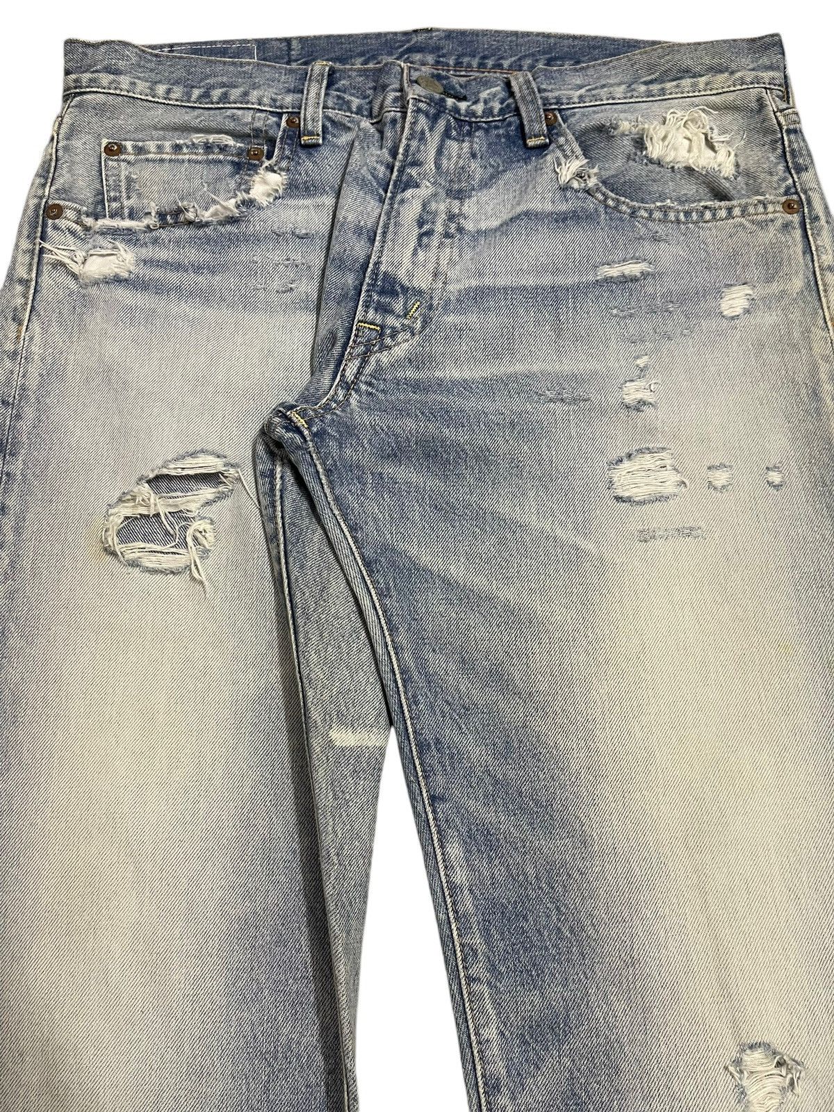 14th Addiction Vintage Japanese R.N.A Blue Bleached Distressed Loose Jeans Size US 34 / EU 50 - 4 Thumbnail