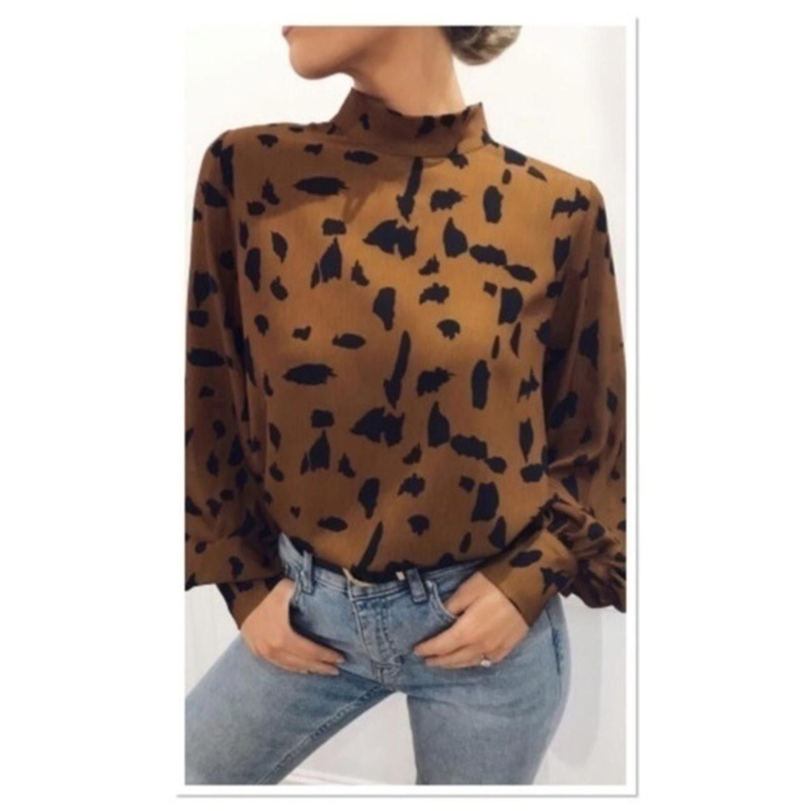 Designer Leopard Long Sleeve Blouse NWT Size S / US 4 / IT 40 - 1 Thumbnail