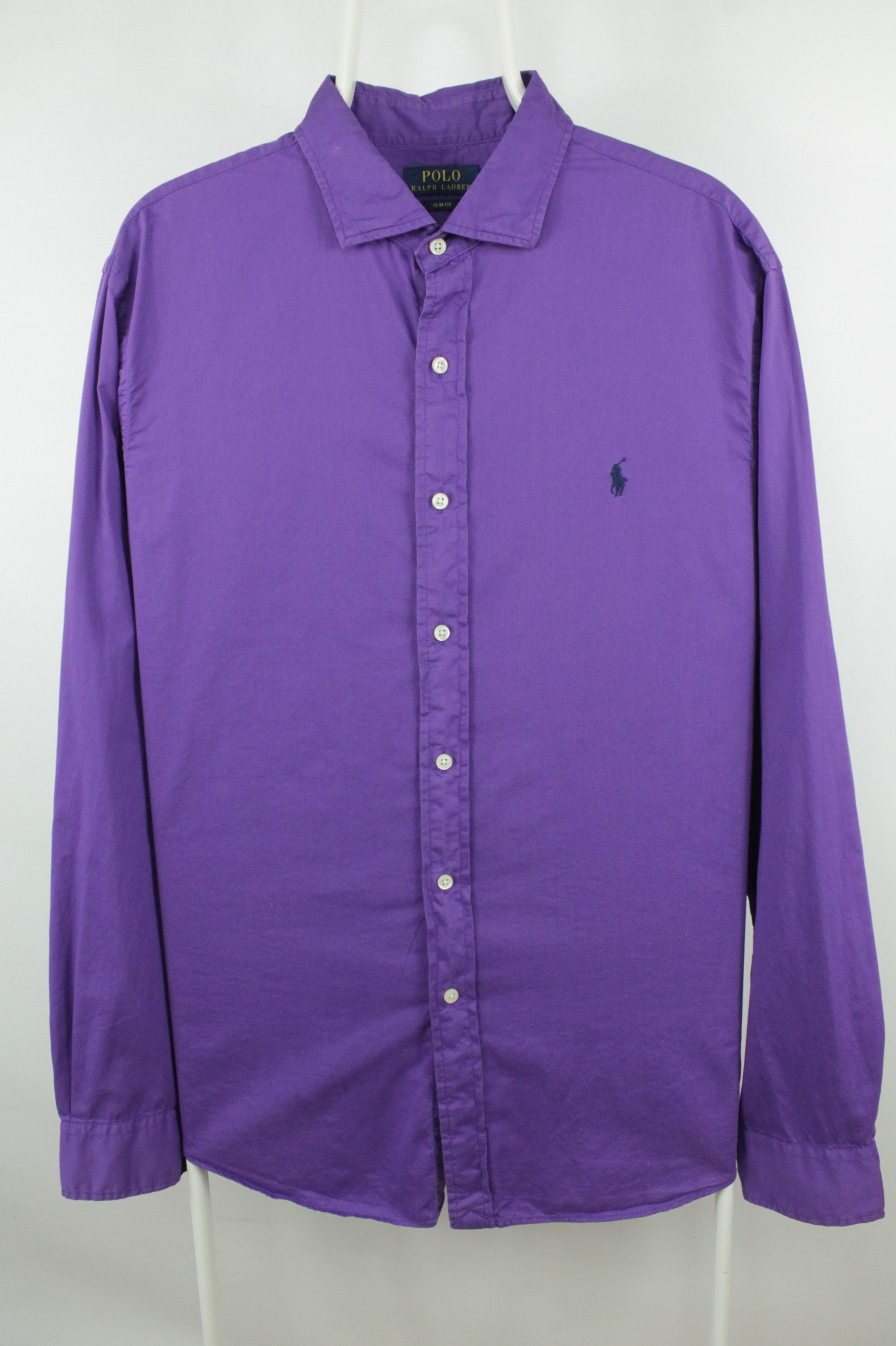 Polo Ralph Lauren × Ralph Lauren Polo Ralph Lauren Slim Fit Garment Dyed Purple Light Shirt Size US XL / EU 56 / 4 - 1 Thumbnail
