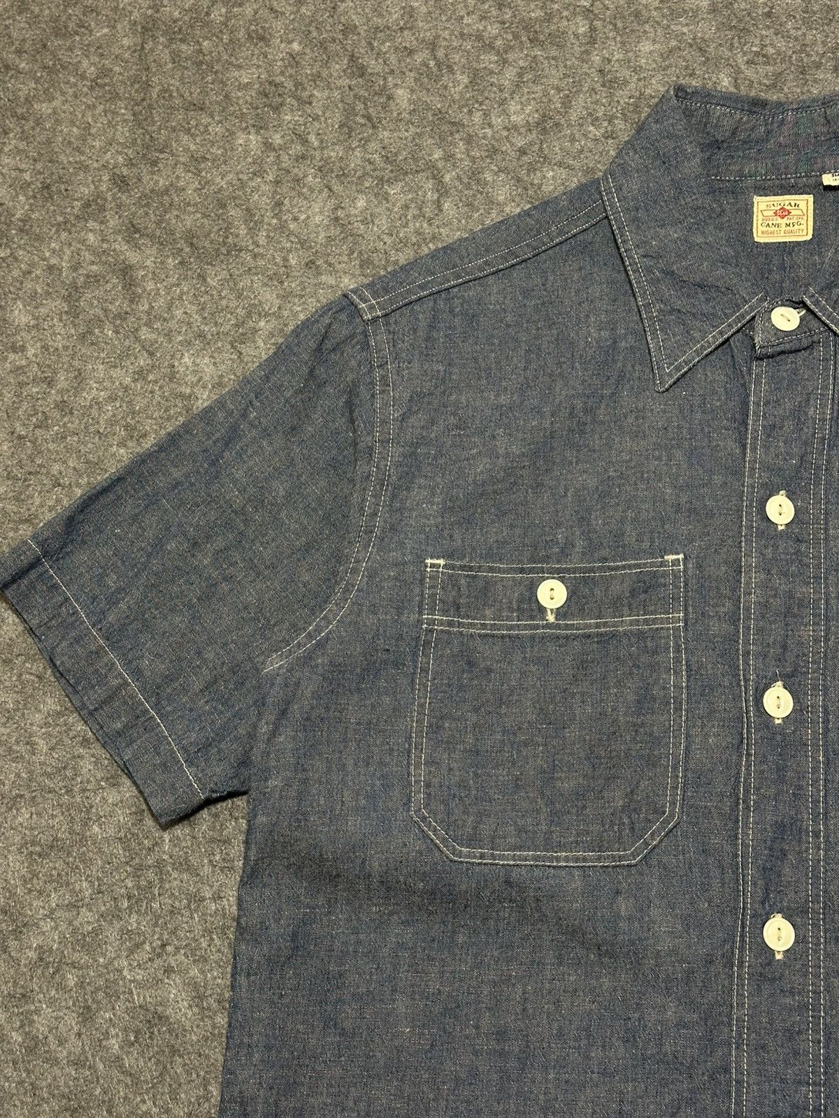 Sugar Cane Sugar Cane navy indigo chambray short-sleeve work shirt Size US S / EU 44-46 / 1 - 4 Thumbnail