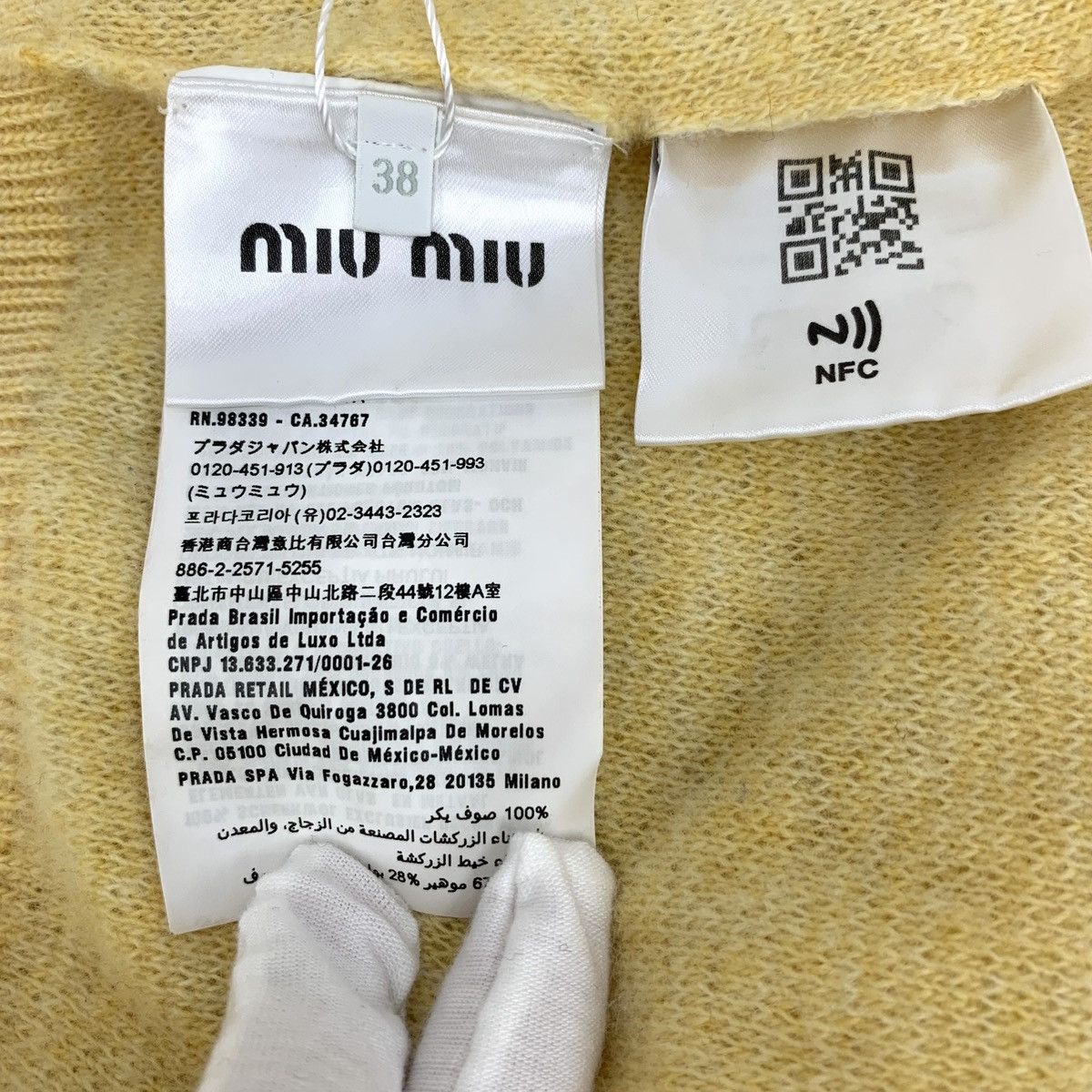 Miu Miu Miu Miu Yellow Rhinestone Long Sleeve Knit Sweater K26WX Size S / US 4 / IT 40 - 6 Thumbnail