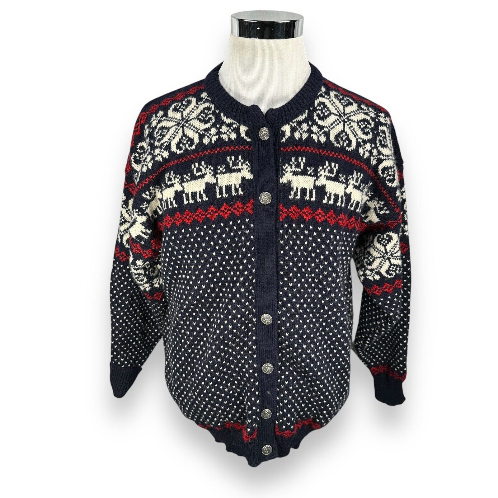 Other Vintage Rauma Cardigan Sweater Men's Medium Blue Red Wool Size US M / EU 48-50 / 2 - 1 Thumbnail