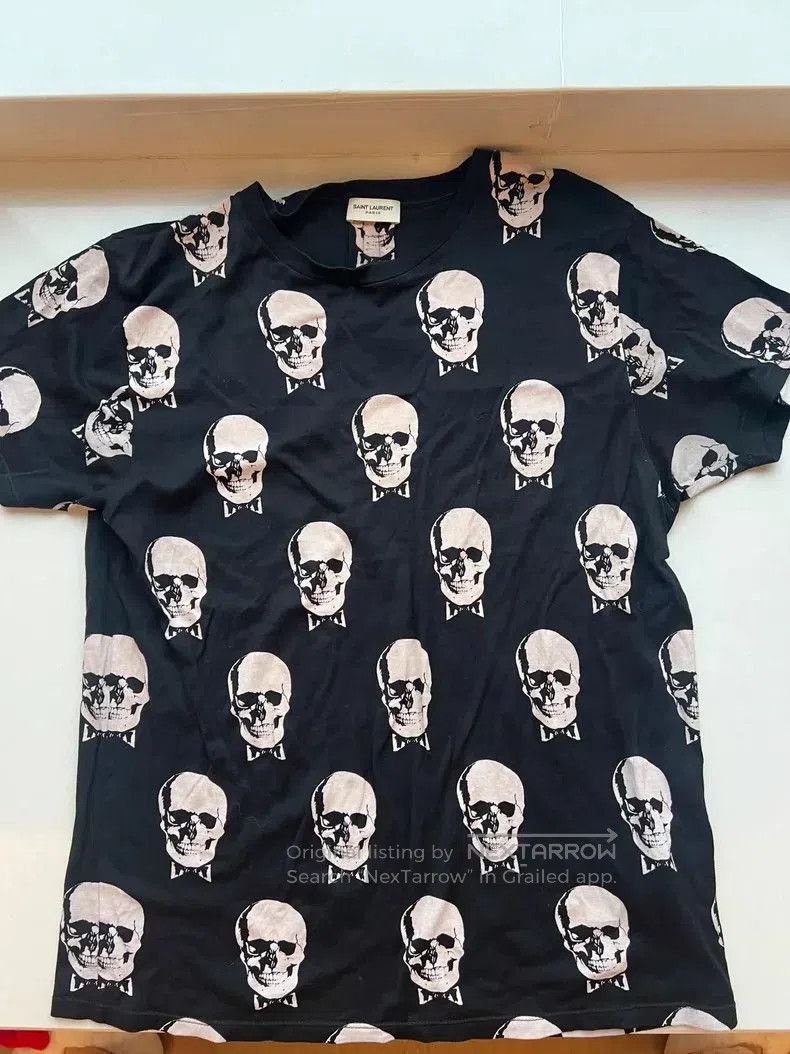 Saint Laurent Paris YSL Skull Print Short Sleeve Tee. Size US S / EU 44-46 / 1 - 1 Thumbnail