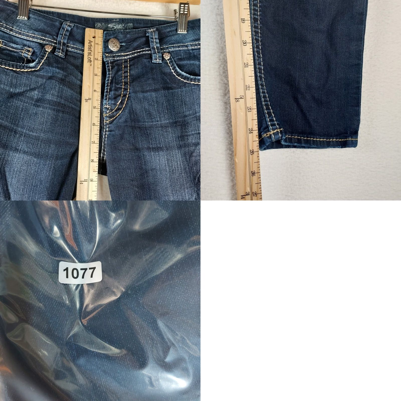 Silver Jeans Co. Silver Jeans Suki Capri Jeans W27 Dark Wash Stretch Denim Mid Rise Cropped Blue 5-Pocket Zip Button Womens Regular Size 27" / US 4 / IT 40 - 8 Thumbnail