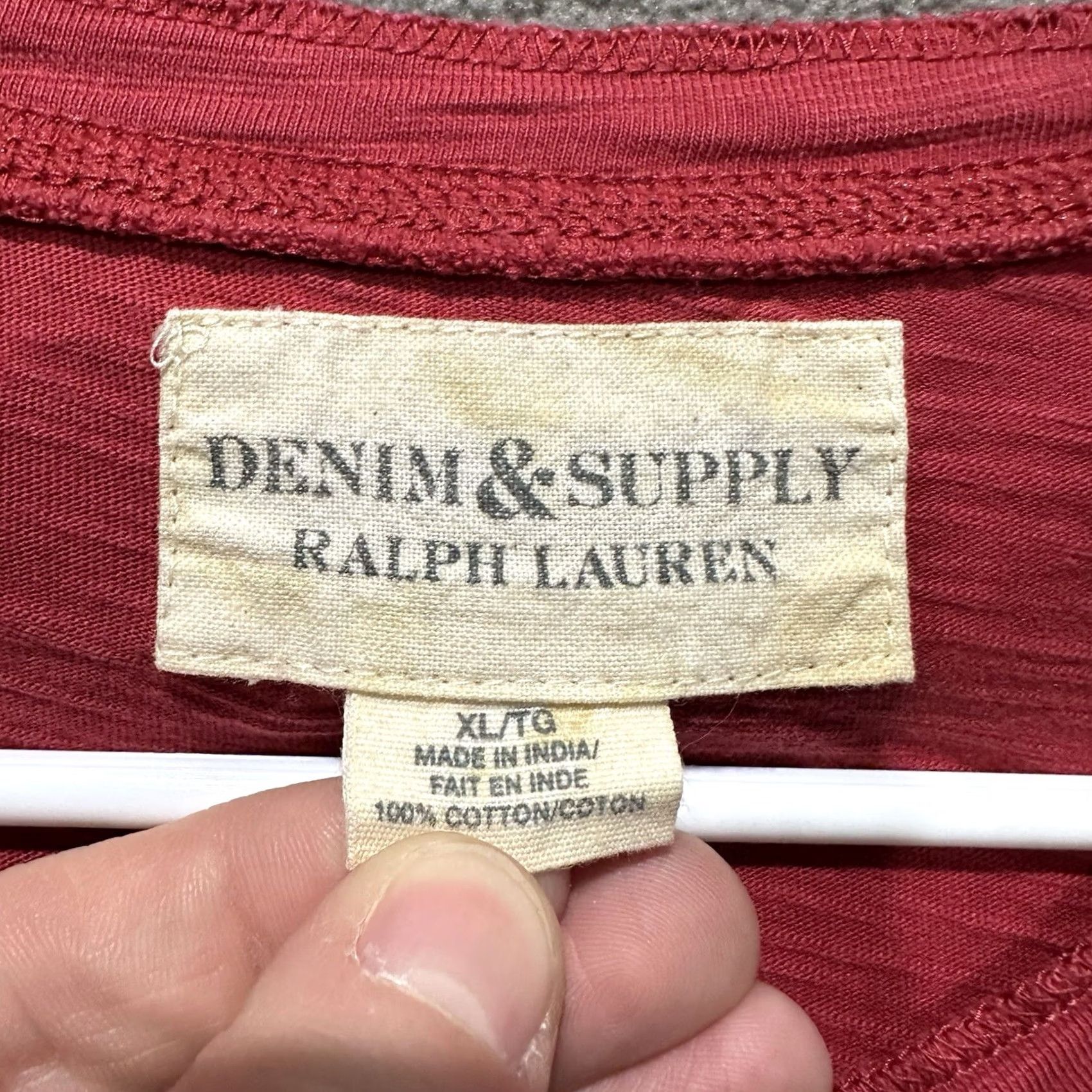 Vintage Denim & Supply Ralph Lauren Shirt Mens XL Red Henley Long Sleeve EUC Size US XL / EU 56 / 4 - 4 Thumbnail
