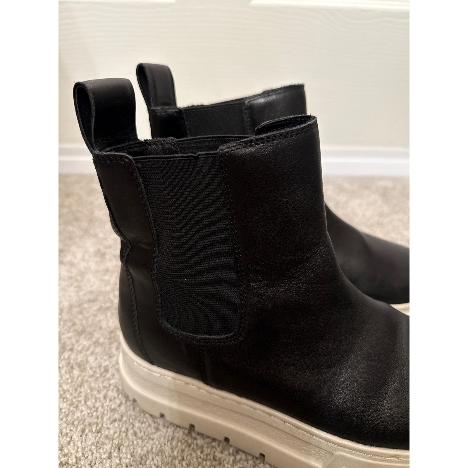 J/Slides J/Slides Black Leather Platform W's Riley Chelsea Boot, 6 Size US 6 / IT 36 - 11 Thumbnail