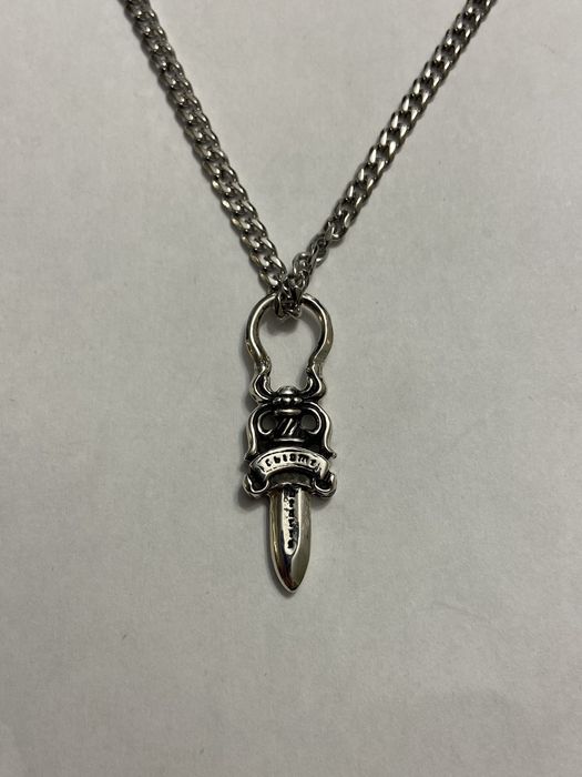 Chrome Hearts Chrome Hearts Dagger Pendant Silver Cuban Chain Necklace ...