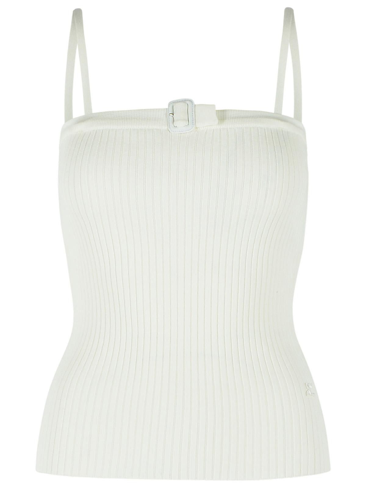 Courreges COURREGES 'Buckle' Tank Top In White Viscose Blend Size XS / US 0-2 / IT 36-38 - 1 Thumbnail